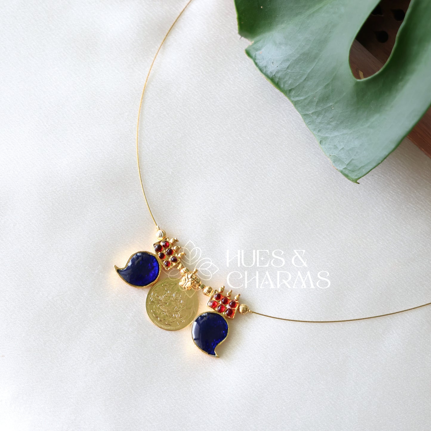 MANGO AND LAKSHMI COIN FLOATING NECKPIECE (COLOURS AVAILABLE)