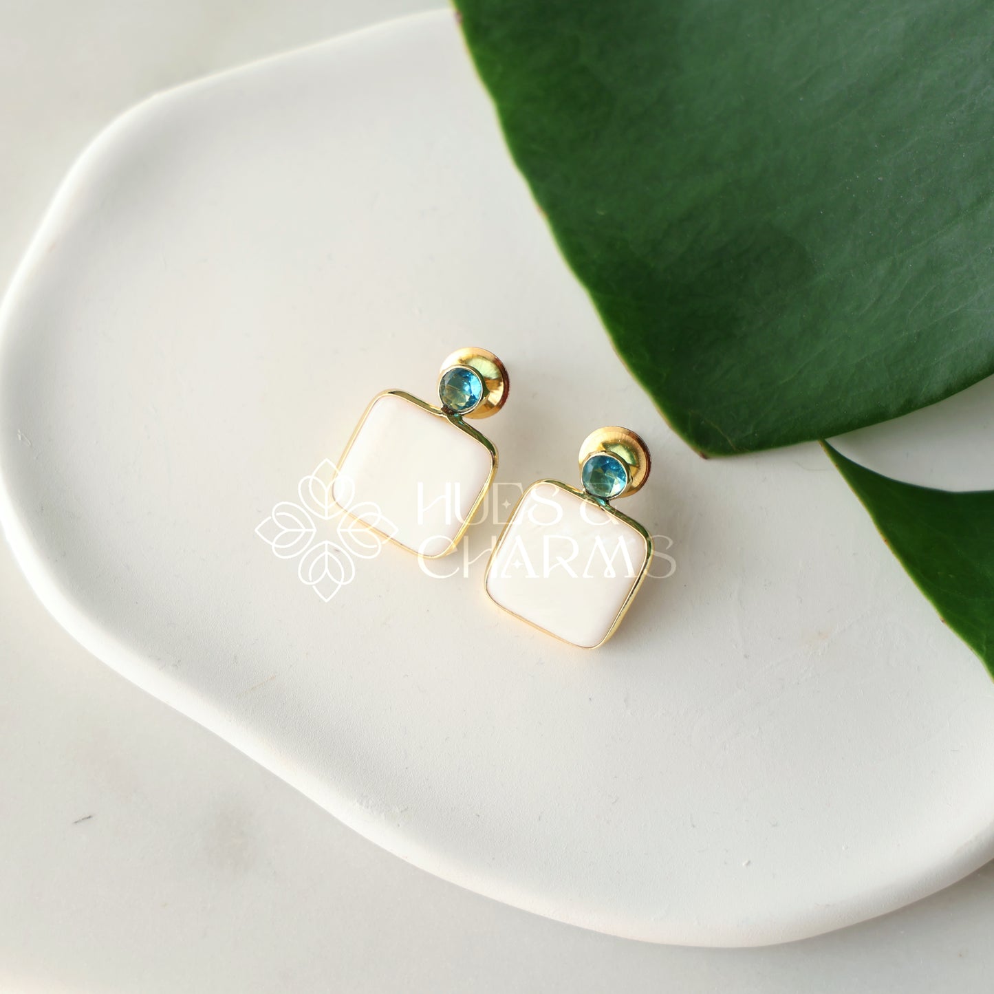 GLOSSY OPALINE MOP STUD EARRINGS (COLOURS AVAILABLE)