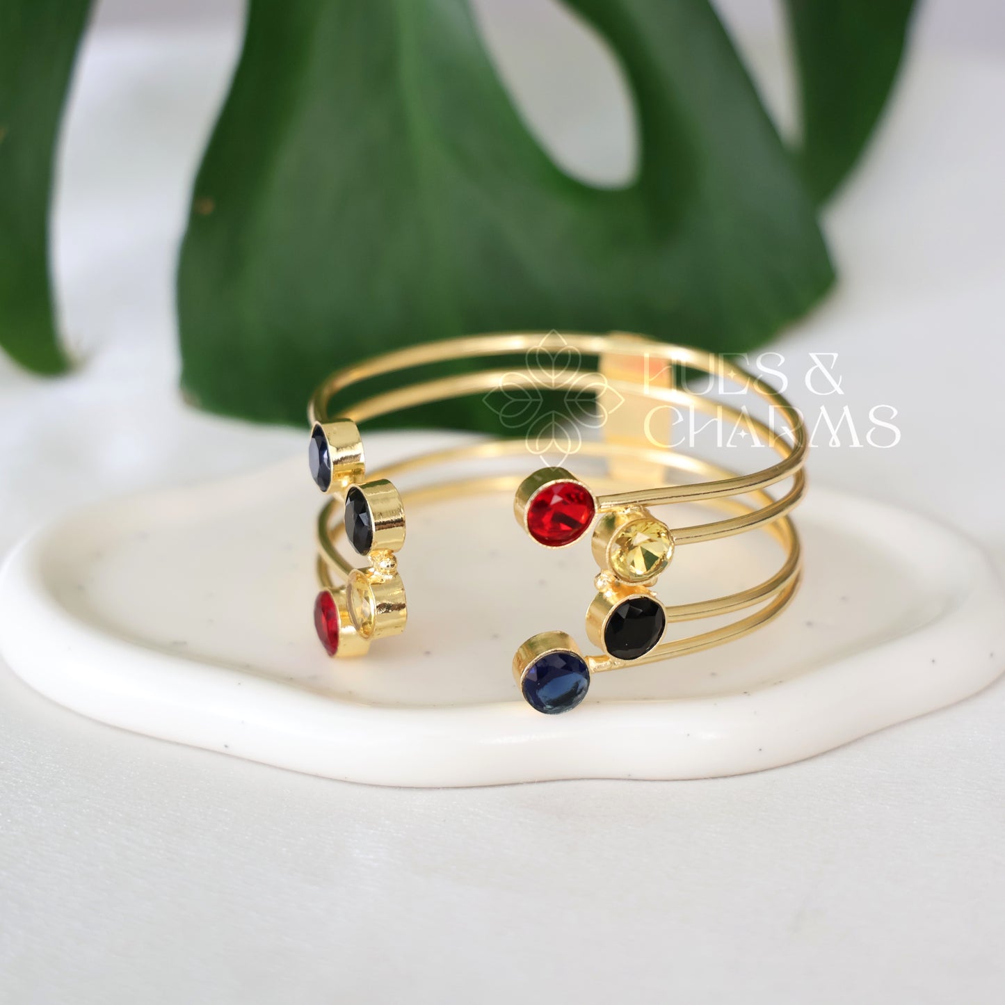 MULTICOLOUR 4 LAYER GLOSSY CELESTE CUFF BANGLE (COLOURS AVAILABLE)