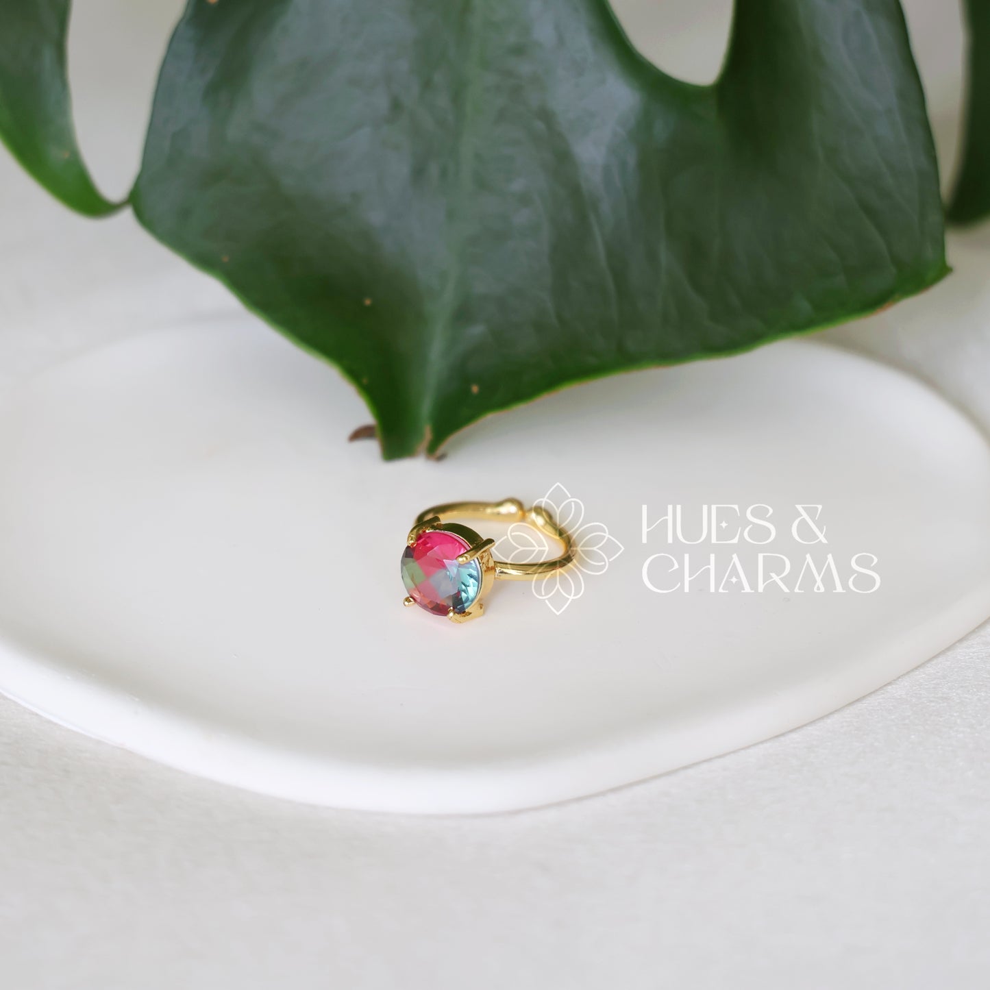 GOLDEN IRIS BLOOM MULTICOLOUR ADJUSTABLE RING