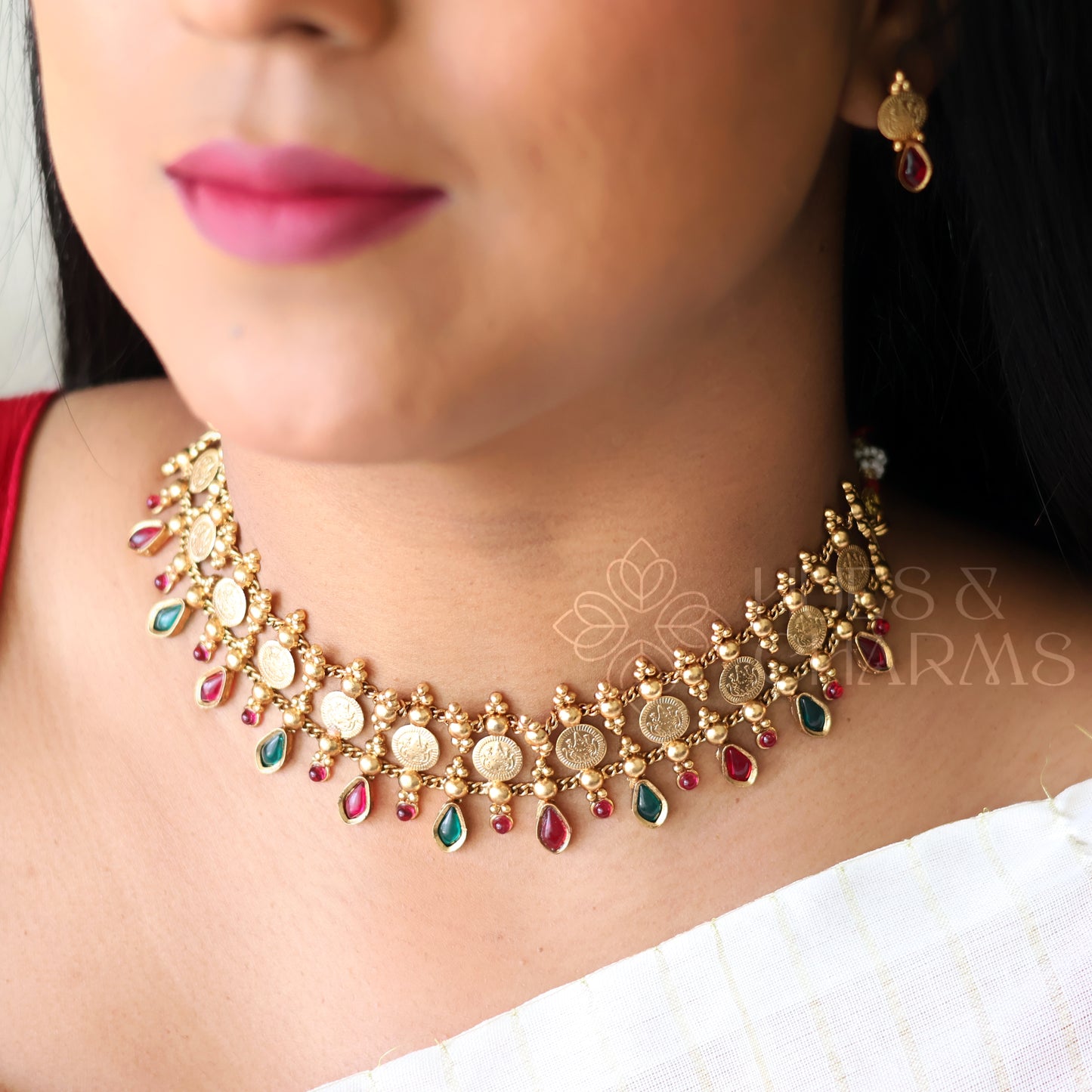 TRADITIONAL THREE LAYER KAASHU CHOKER SET(COLOURS AVAILABLE)
