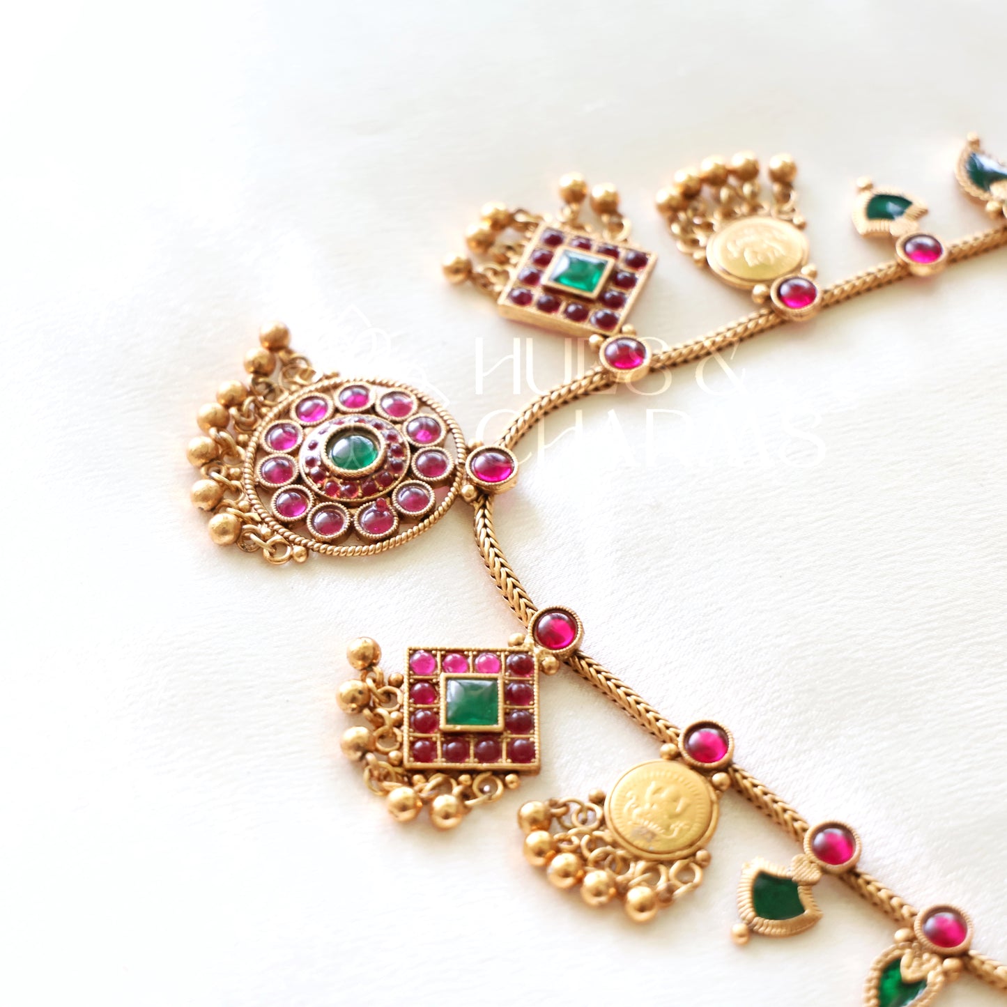 STATEMENT PALAKKA AND KASHU COIN FUSION NECKLACE SET