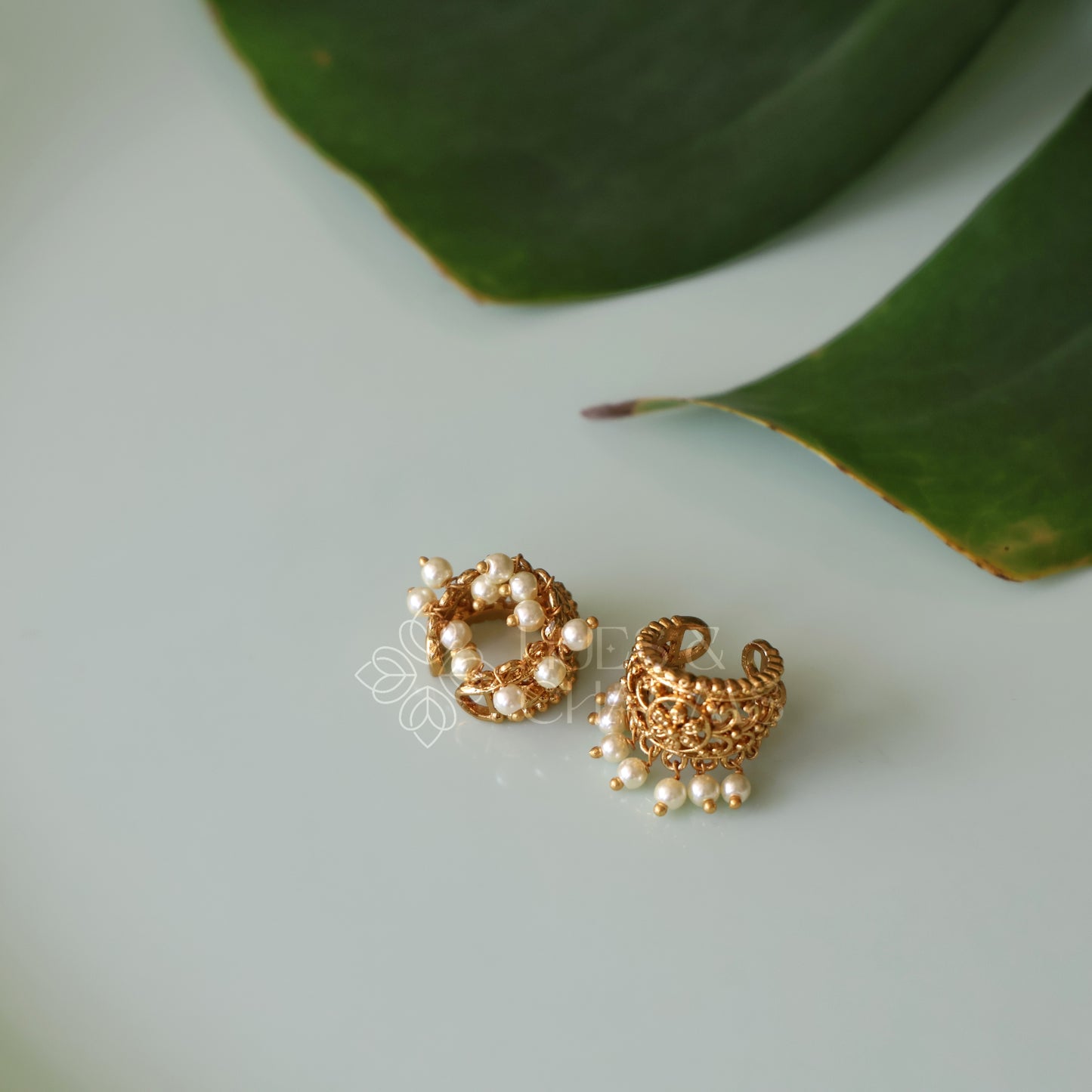 GOLDEN PUSHPA BUGADI WITH PEARLS