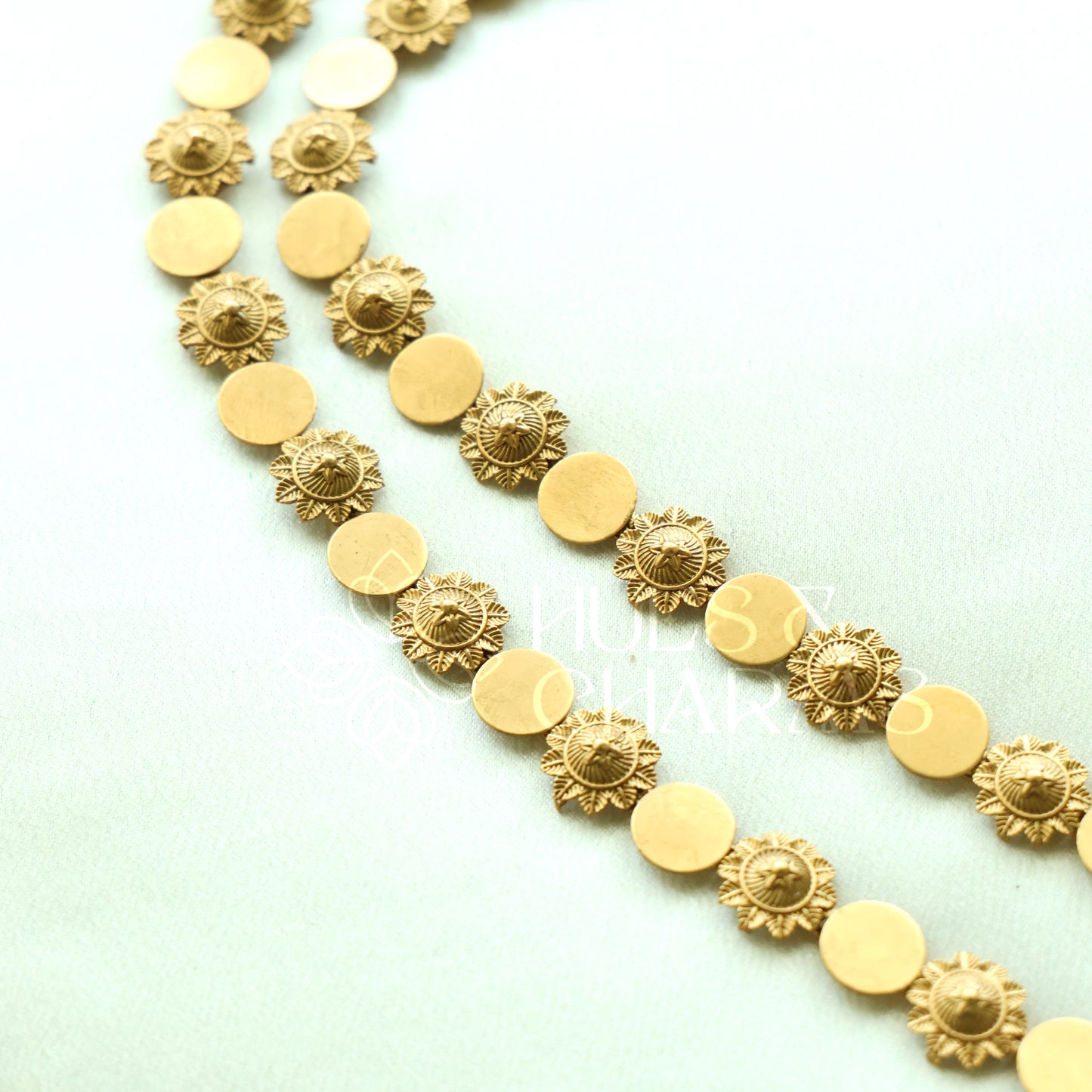 GOLDEN LAKSHMI COIN AND MANGO MOTIF HARAM SET (Copy)