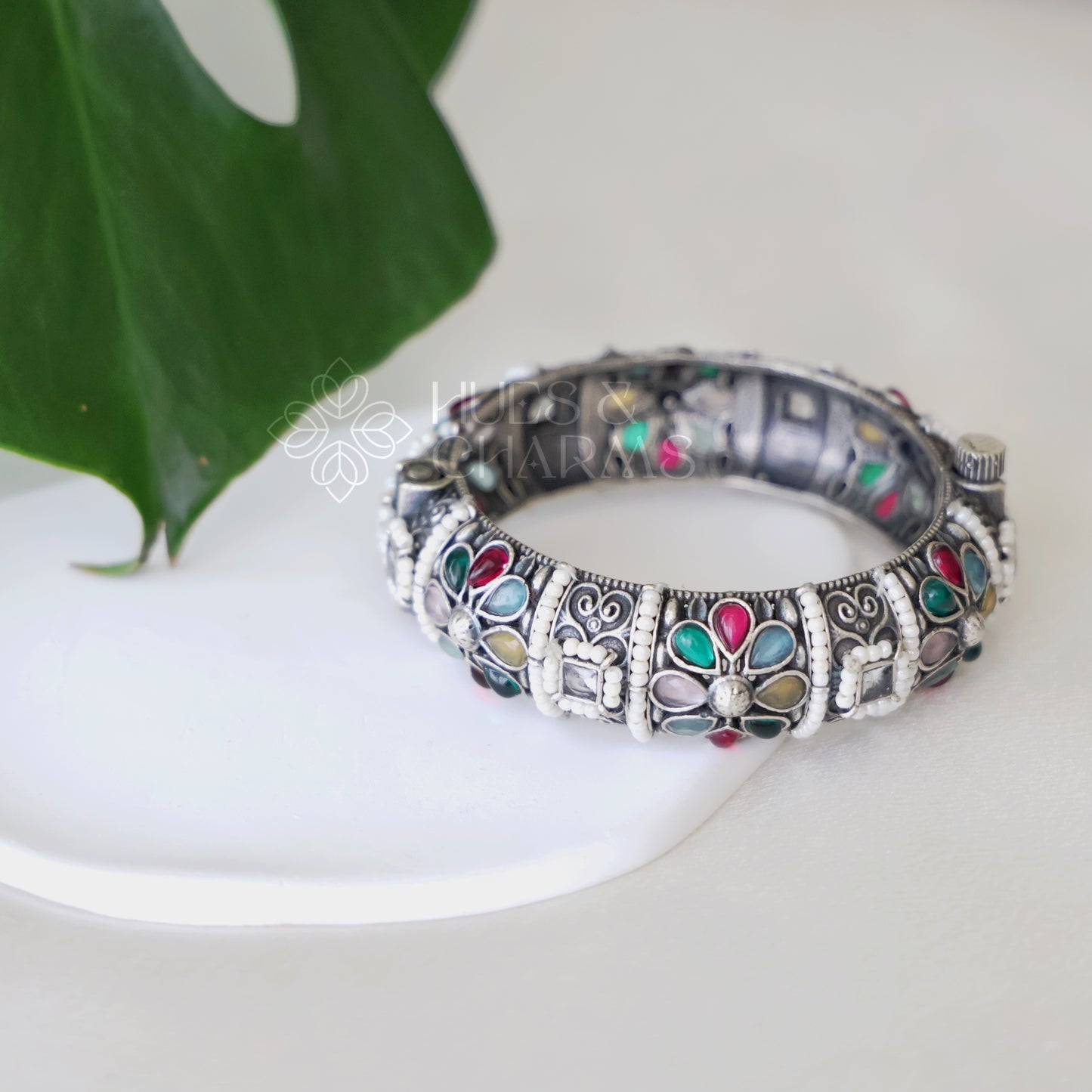 OXIDIZED FLORA SCREW KADA BANGLES(Colours available)