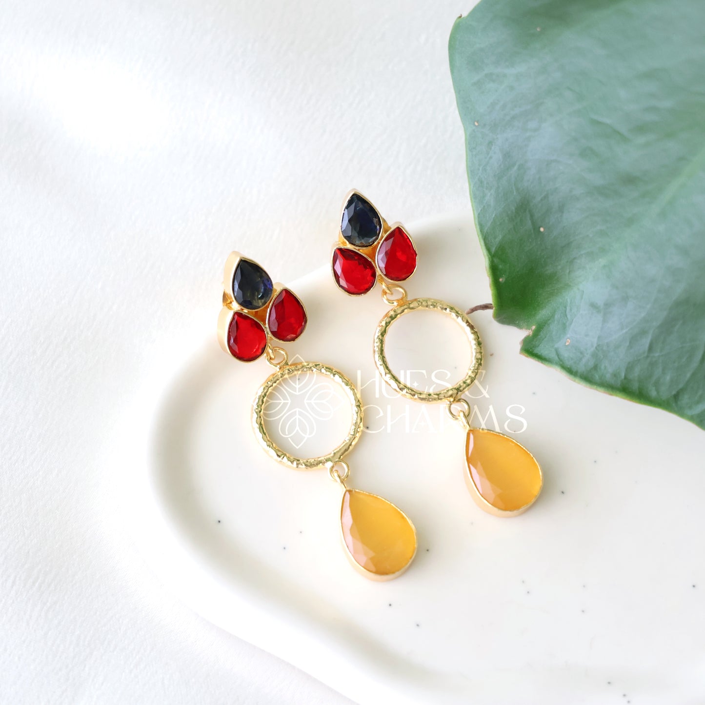 GOLDEN GLOSSY STARLIT DROPS EARRING (COLOURS AVAILABLE)