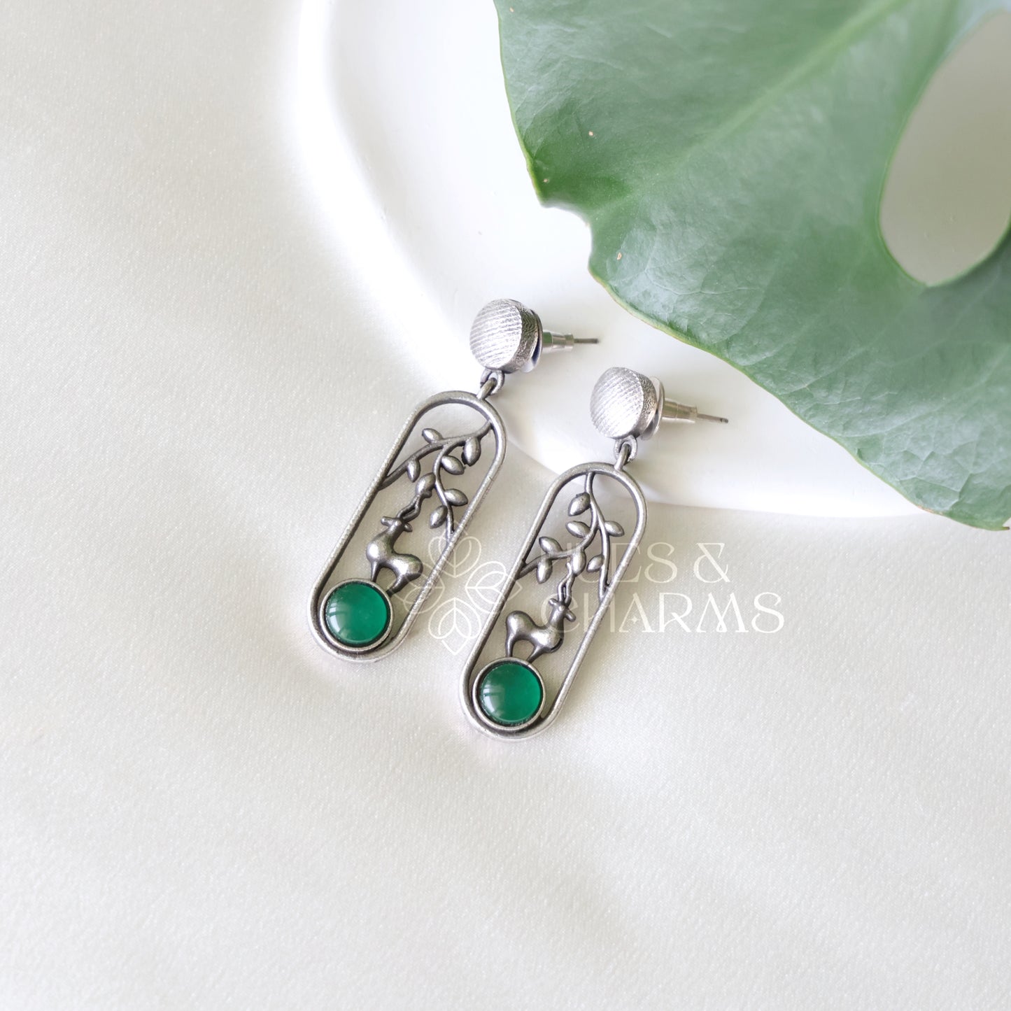 OXIDIZED MINIMAL GLOSSY DANGLER EARRINGS ( COLOURS AVAILABLE )