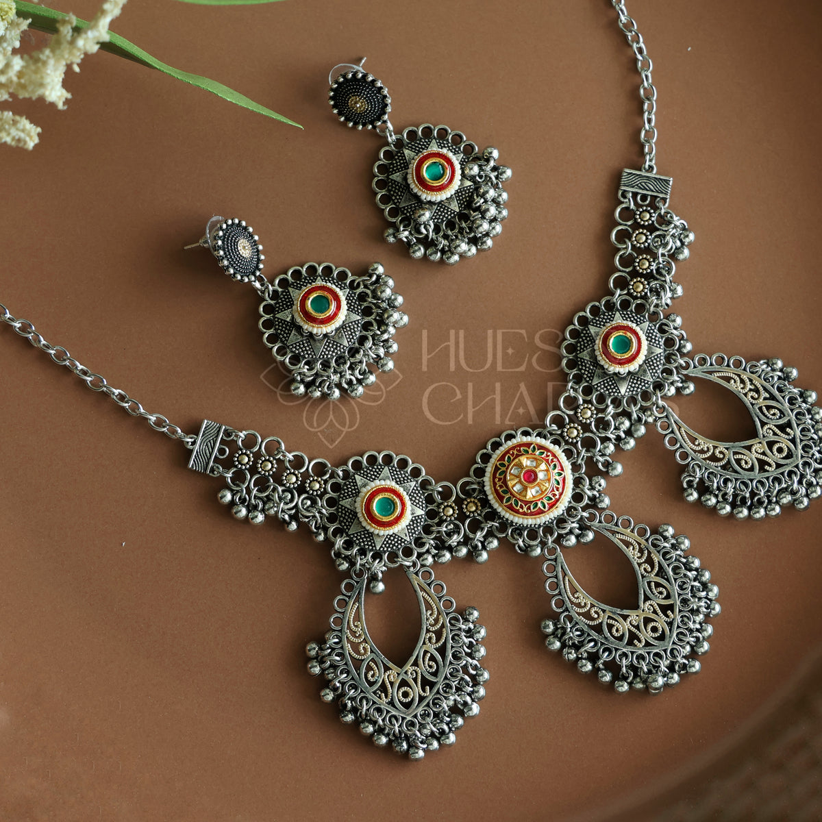 OXIDIZED STATEMENT KAASHNI NECKLACE SET
