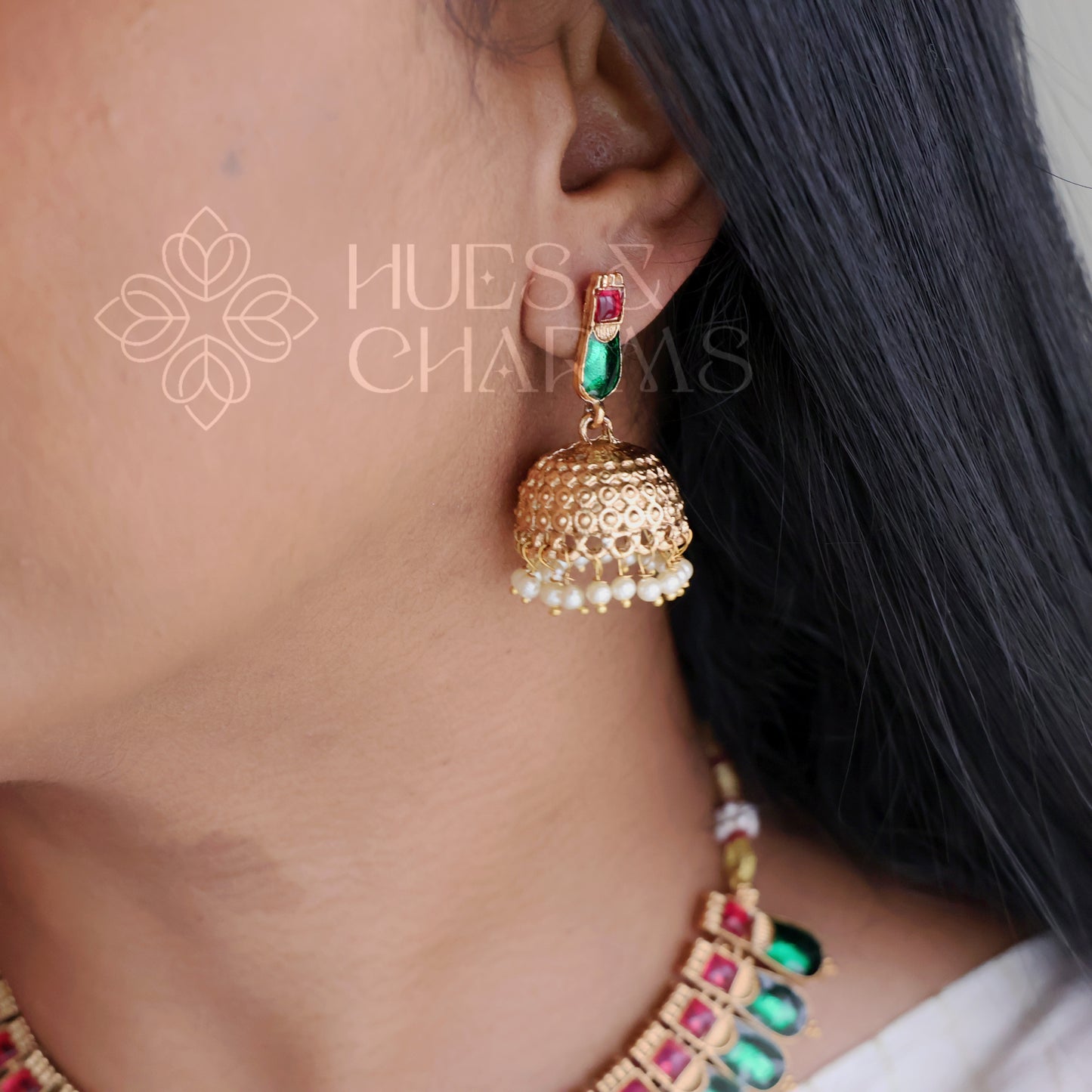 GOLDEN KOVAI PALAKKA NECKLACE SET