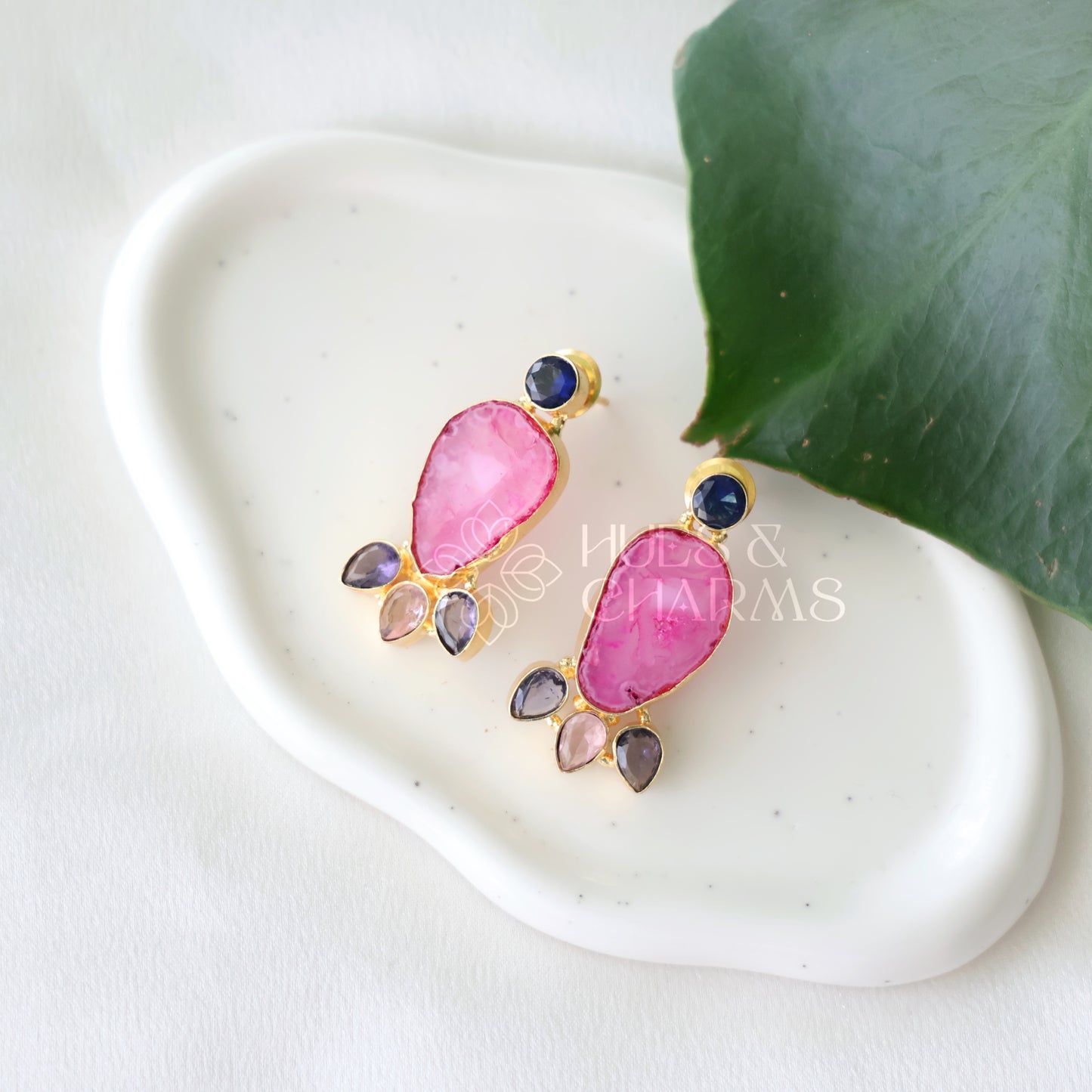 GOLDEN EIRA AGATE DROP EARRINGS (COLOURS AVAILABLE)
