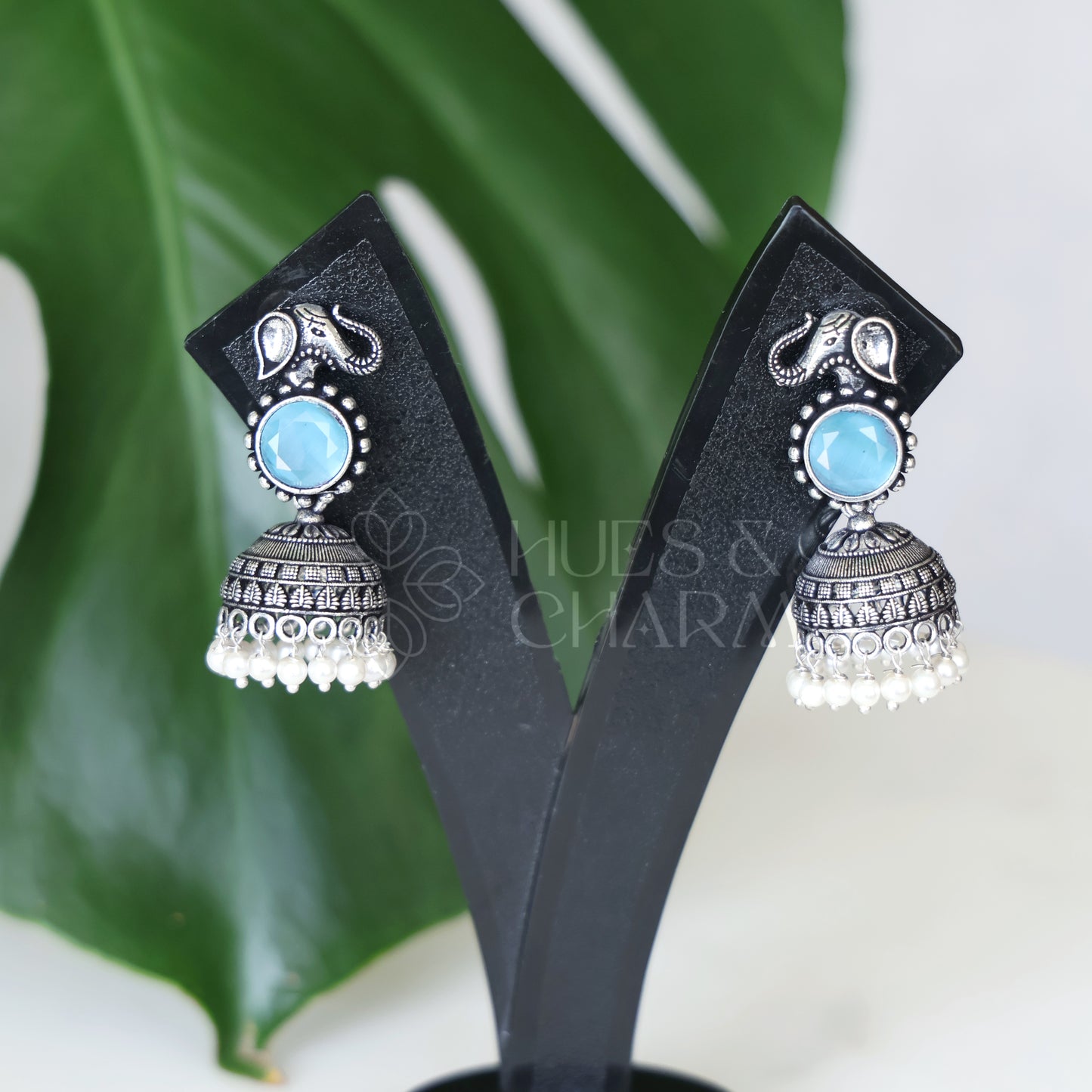 OXIDISED ELEPHANT JHUMKAS( COLOURS AVAILABLE )