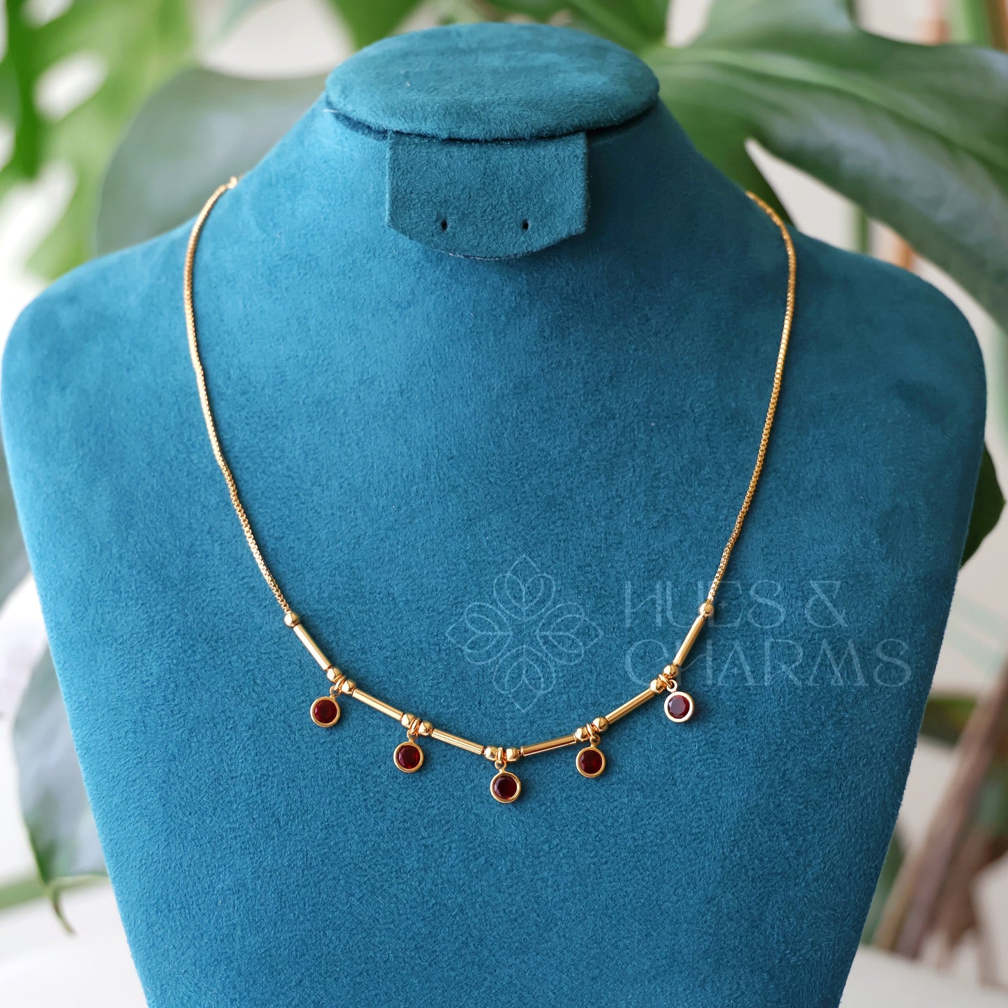 GLOSSY ROUND DROP SIMPLE NECKLACE (COLOURS AVAILABLE)