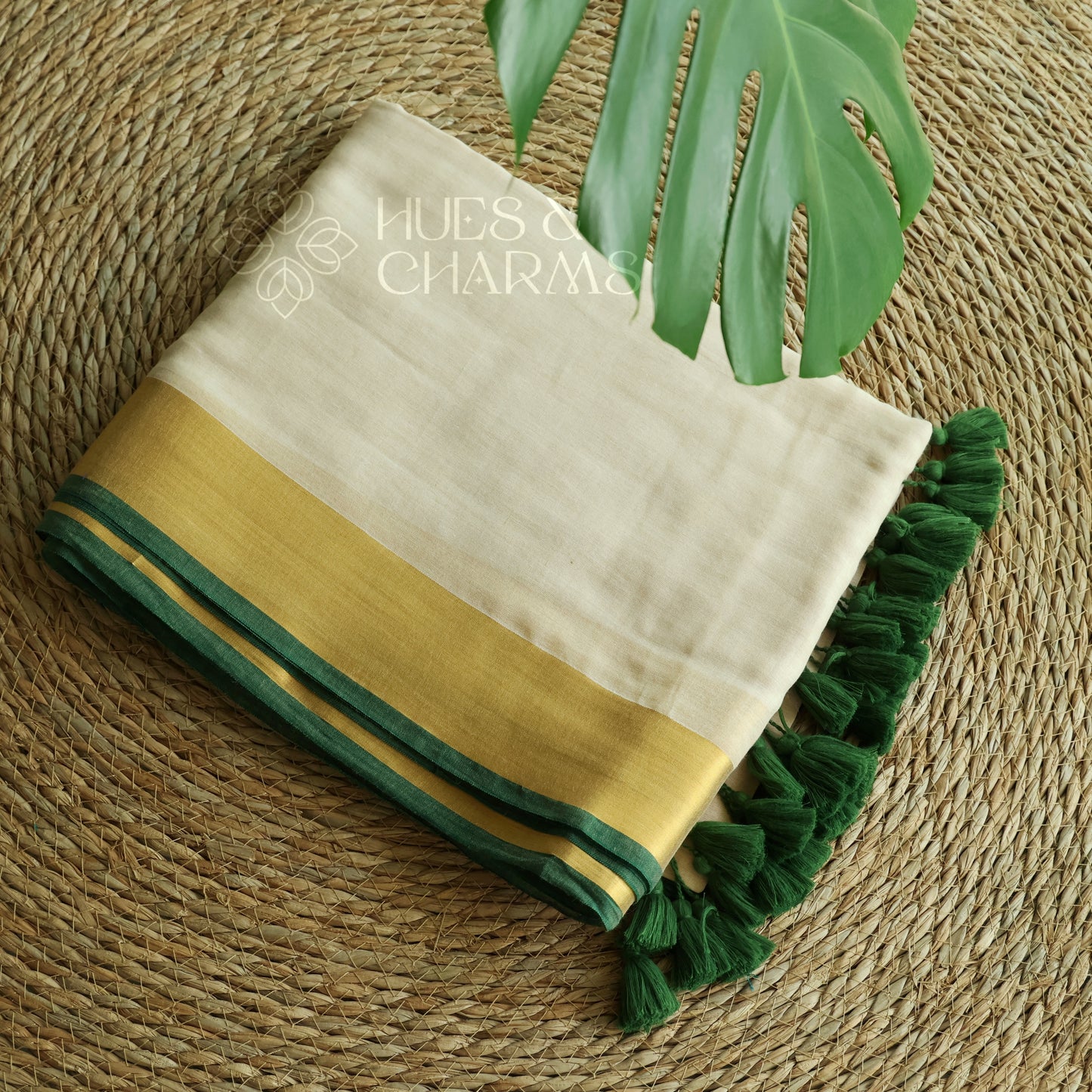 PURE MUL COTTON SAREE - HARITHA (MUD WHITE)