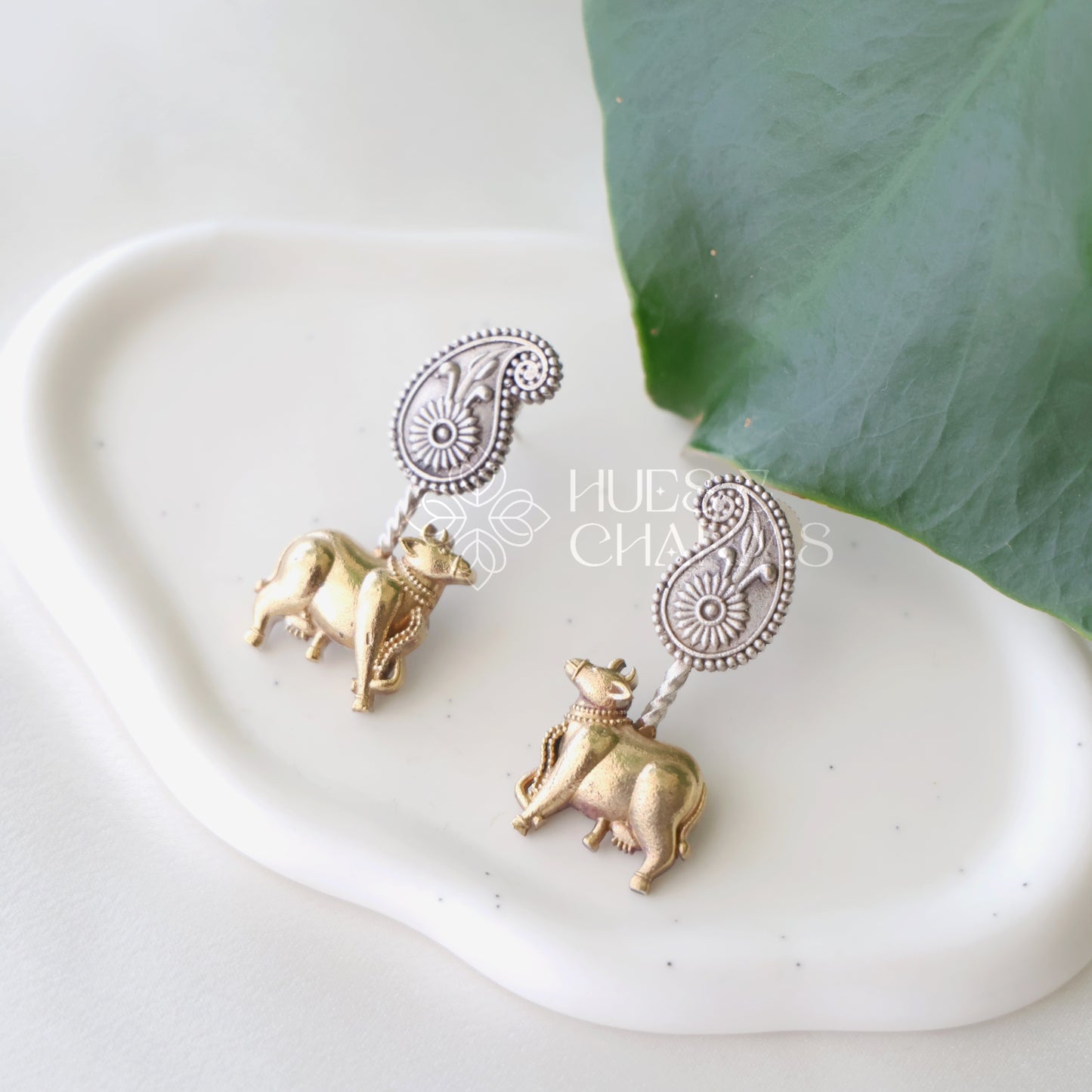 OXIDIZED DUAL TONE NANDI EARRINGS