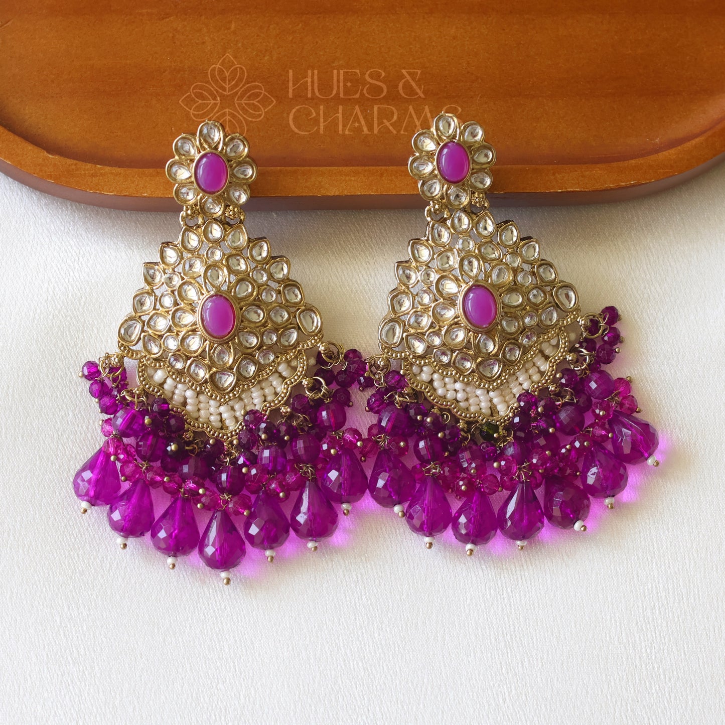 STATEMENT ELEGANT EARRINGS - PURPLE