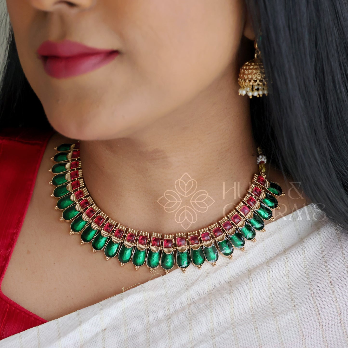 GOLDEN KOVAI PALAKKA NECKLACE SET