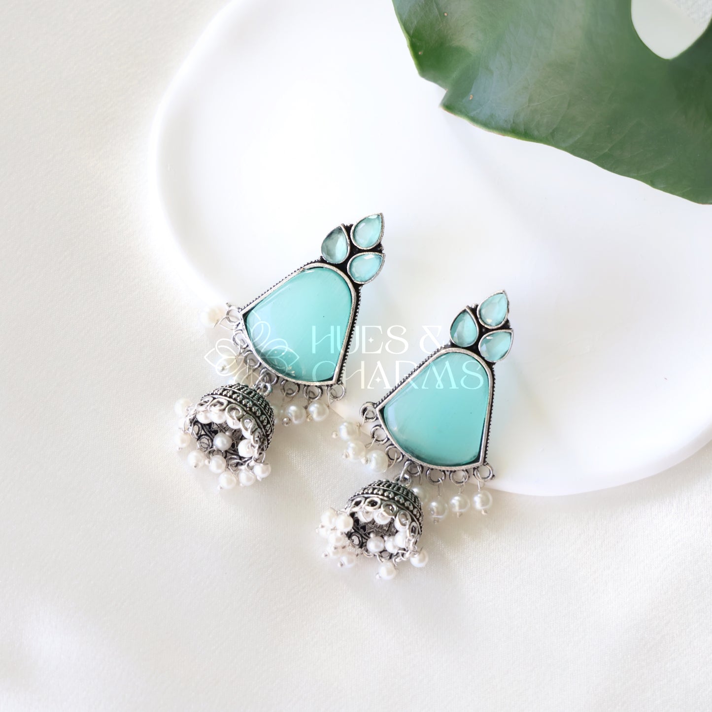 OXIDIZED GLOSSY JHUMKA EARRINGS ( COLOURS AVAILABLE )