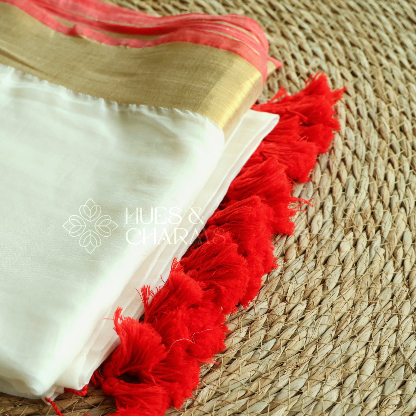PURE MUL COTTON SAREE - THECHI (OFFWHITE)