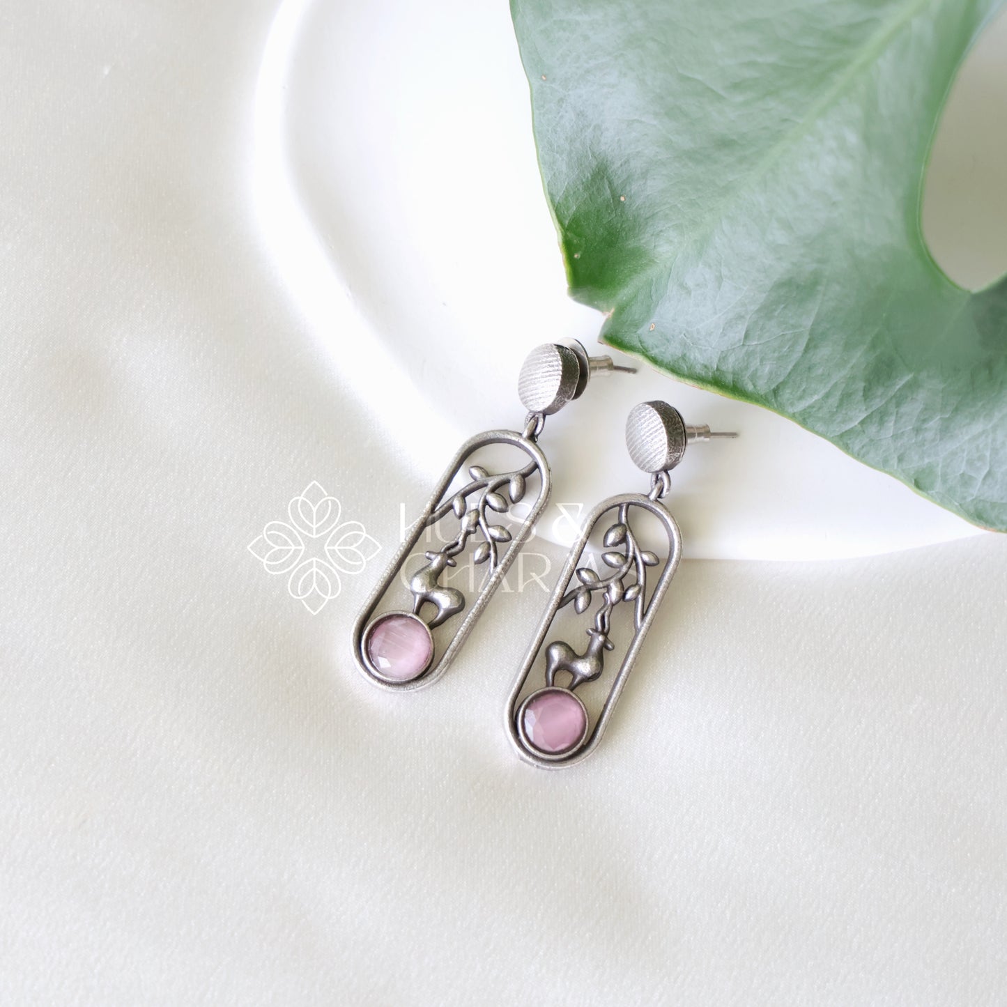 OXIDIZED MINIMAL GLOSSY DANGLER EARRINGS ( COLOURS AVAILABLE )