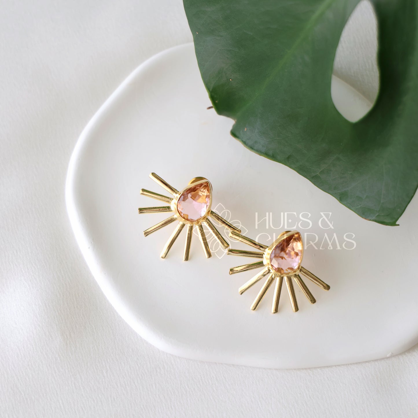 GOLDEN GLOSSY TEARDROP RADIANCE EARRINGS (COLOURS AVAILABLE)