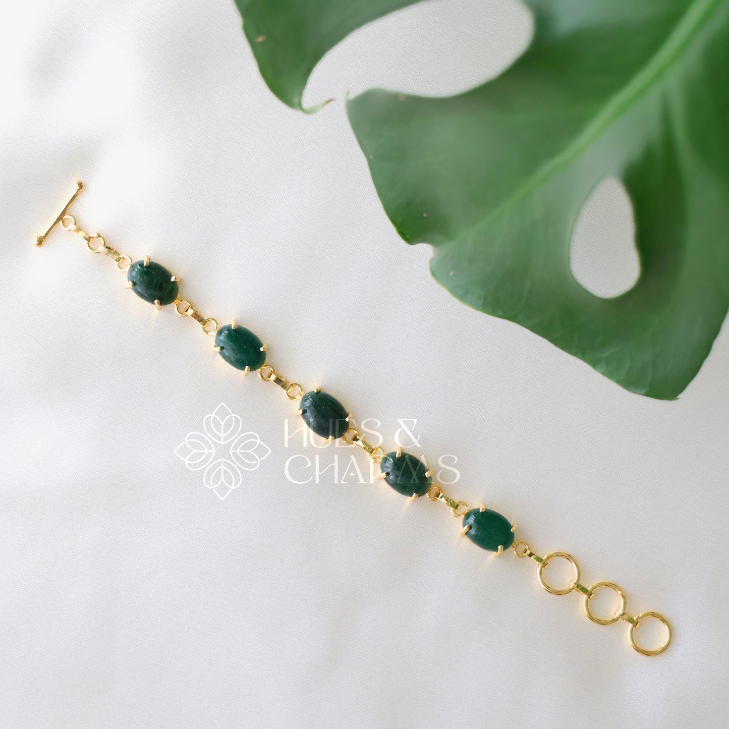 GOLDEN OVAL SHAPE STONE ADJUSTABLE BRACELET (COLOURS AVAILABLE)
