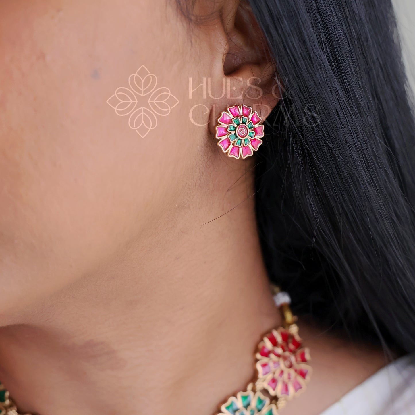 ENAMEL FLORAL NECKLACE SET