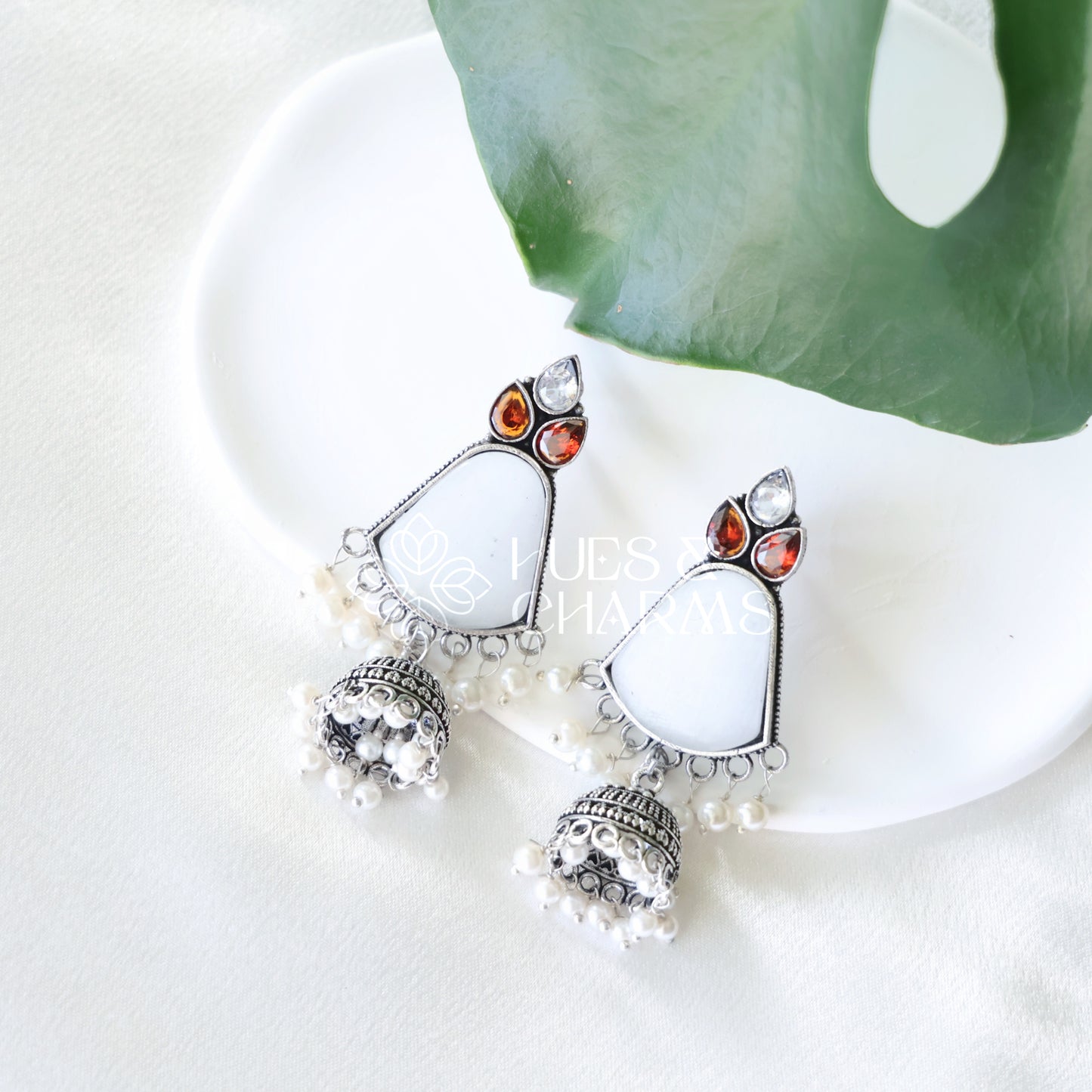 OXIDIZED GLOSSY JHUMKA EARRINGS ( COLOURS AVAILABLE )