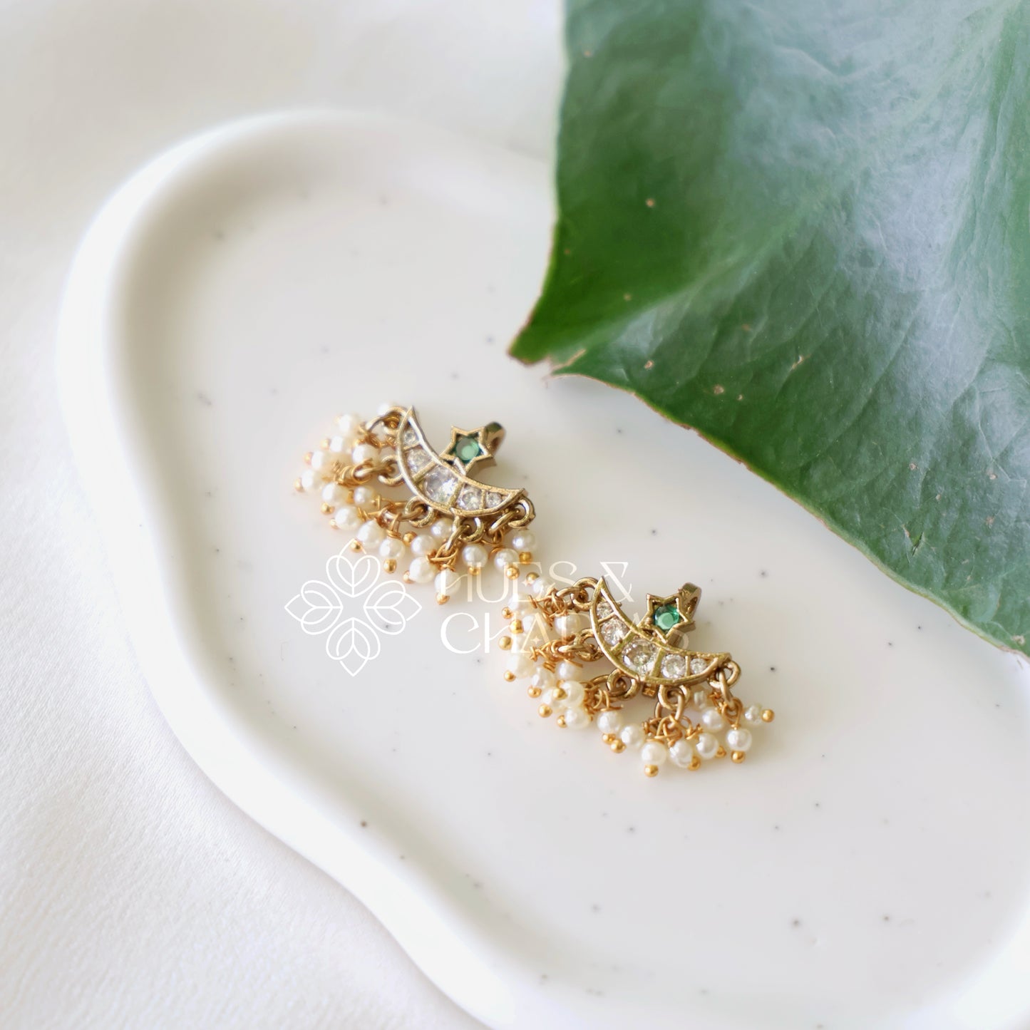 GOLDEN CHANDRIKA BUGADI WITH PEARLS