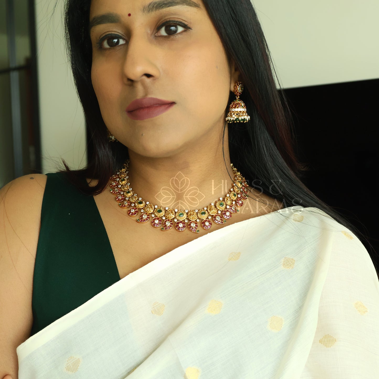 GOLDEN KEMP MAYURI 2 IN 1 NECKLACE SET| PREMIUM JEWELLERY