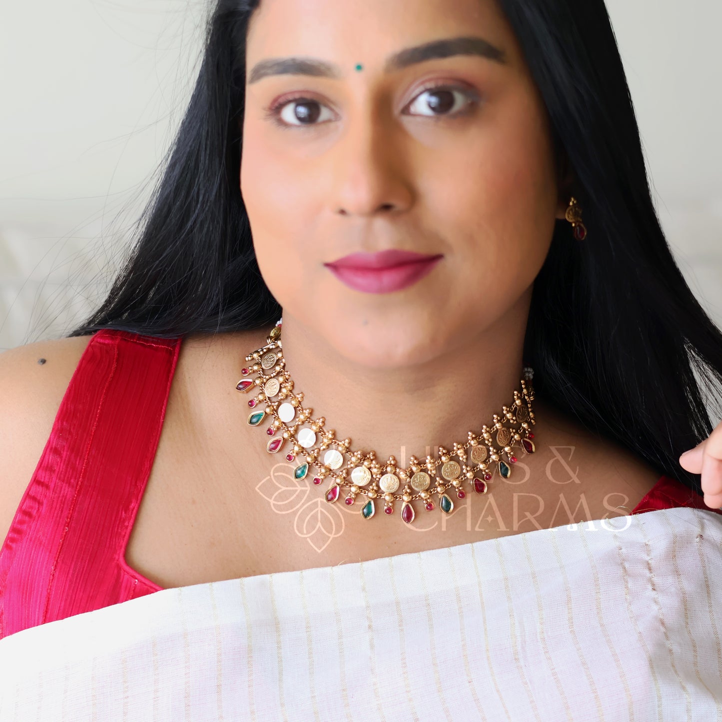 TRADITIONAL THREE LAYER KAASHU CHOKER SET(COLOURS AVAILABLE)