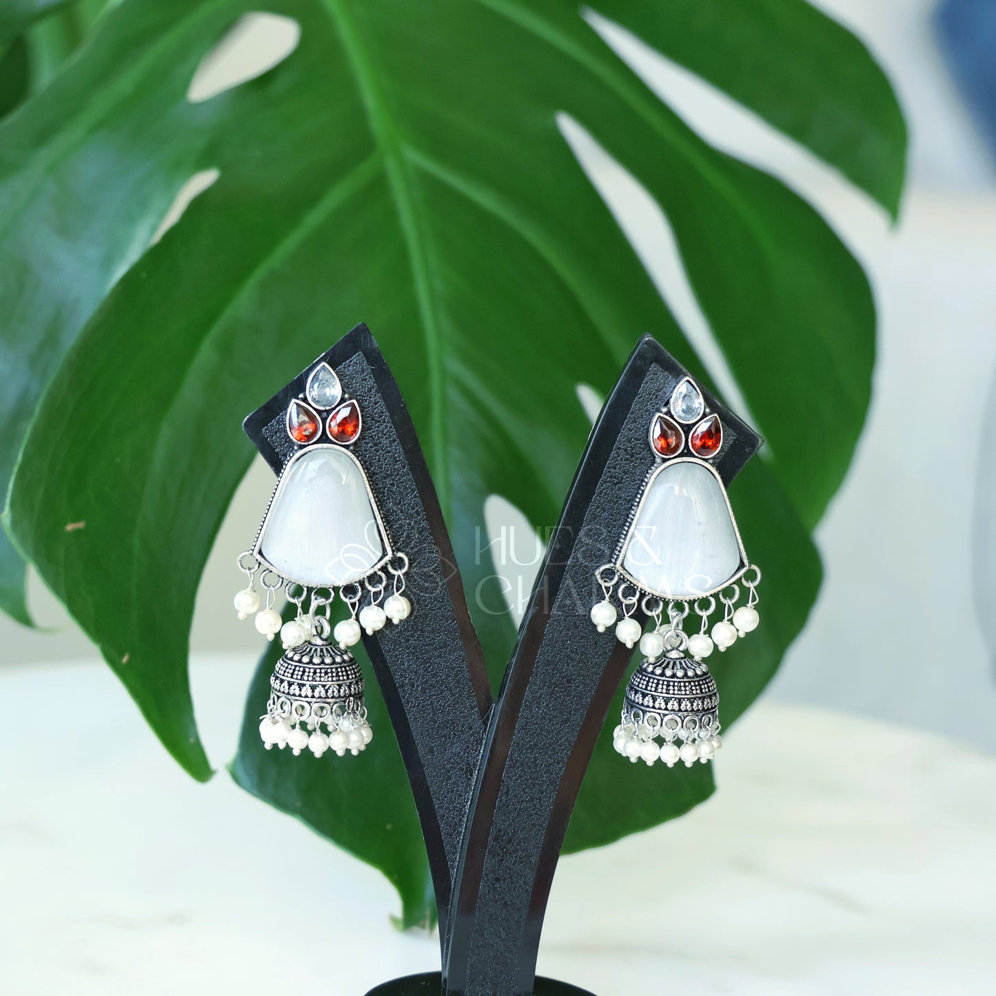 OXIDIZED GLOSSY JHUMKA EARRINGS ( COLOURS AVAILABLE )