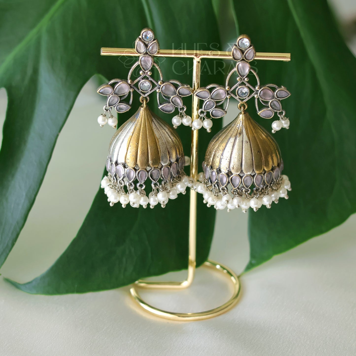 DUAL SHADE STATEMENT JHUMKAS( COLOURS AVAILABLE )