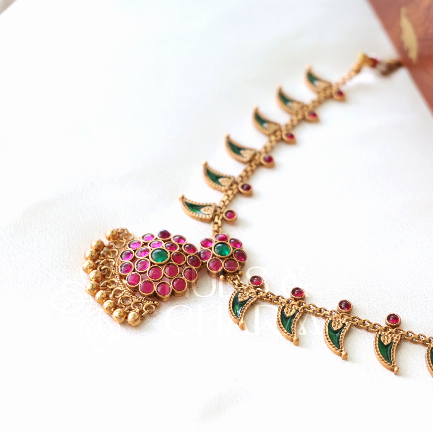 GOLDEN MANGA RATNAM NECKLACE SET (COLOURS AVAILABLE)