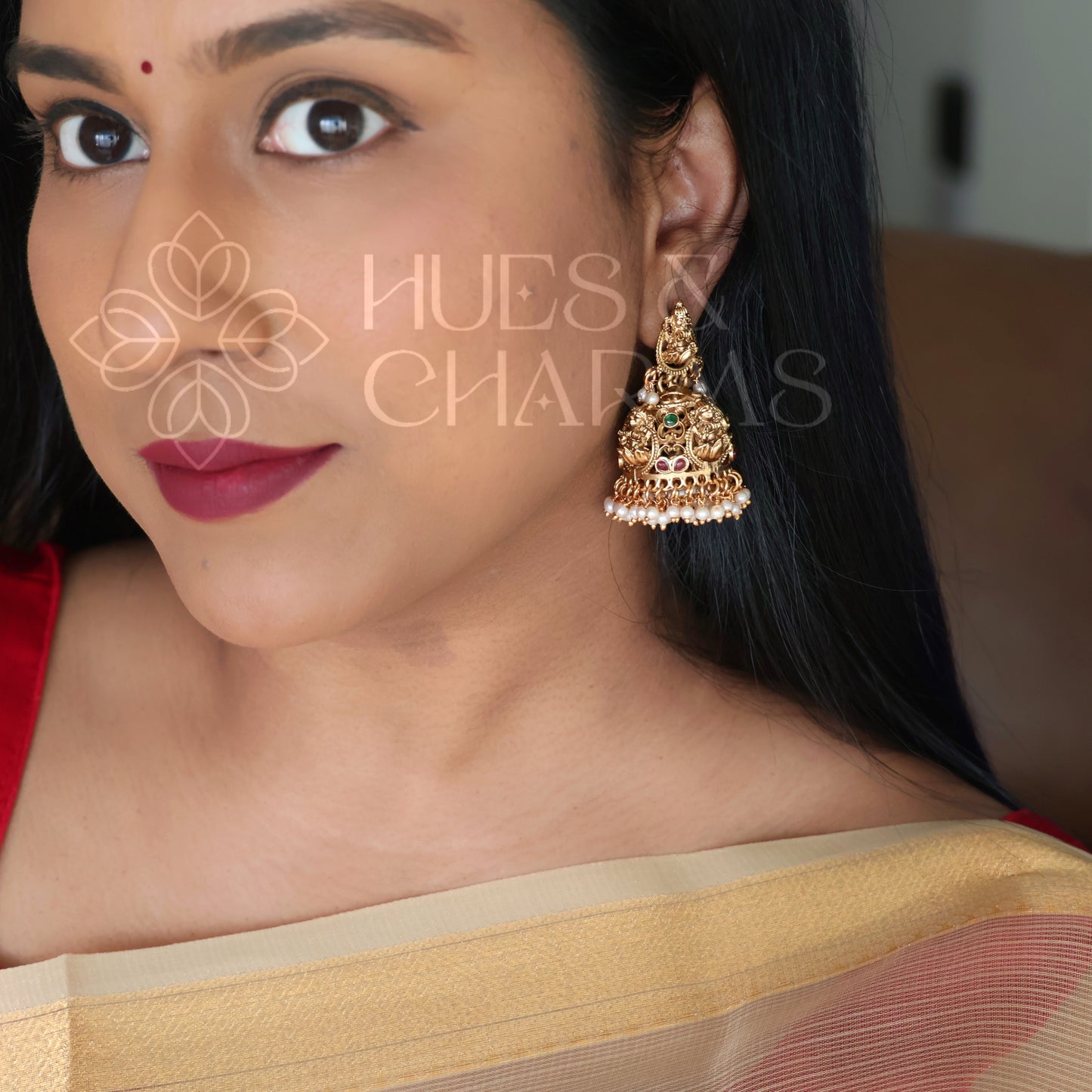 SUVARNA DEVI STATEMENT JHUMKA WITH PEARLS