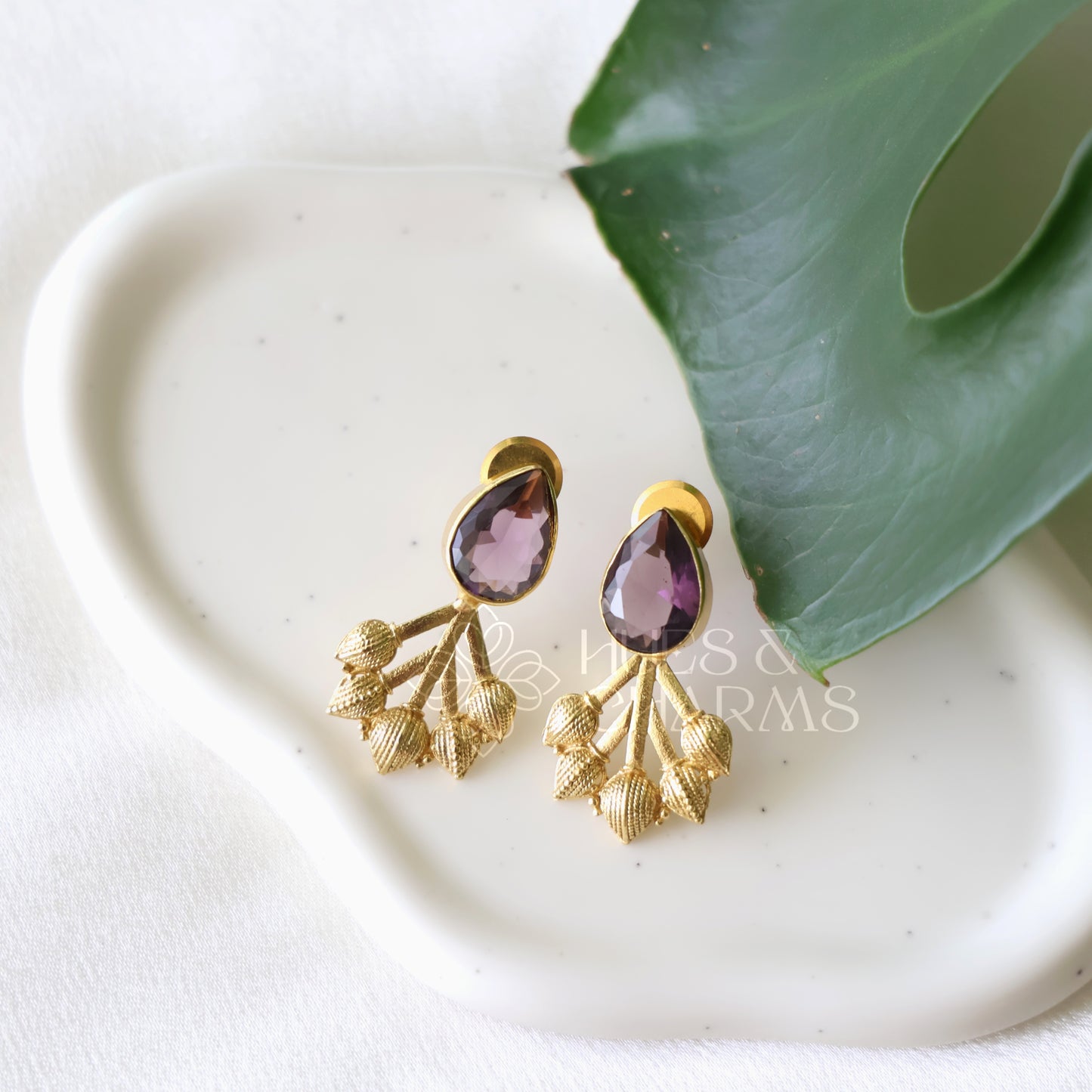 GOLDEN GLOSSY LOTUS BUD STUD EARRINGS (COLOURS AVAILABLE)