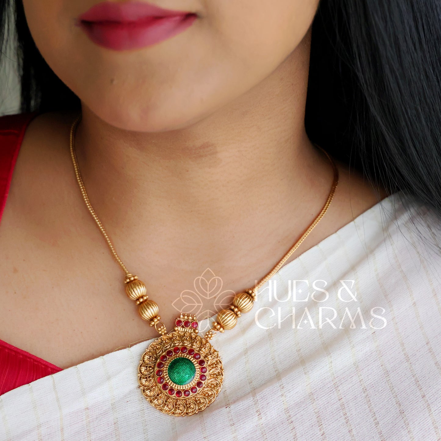 GOLDEN LAKSHMI COIN PENDANT NECKLACE SET