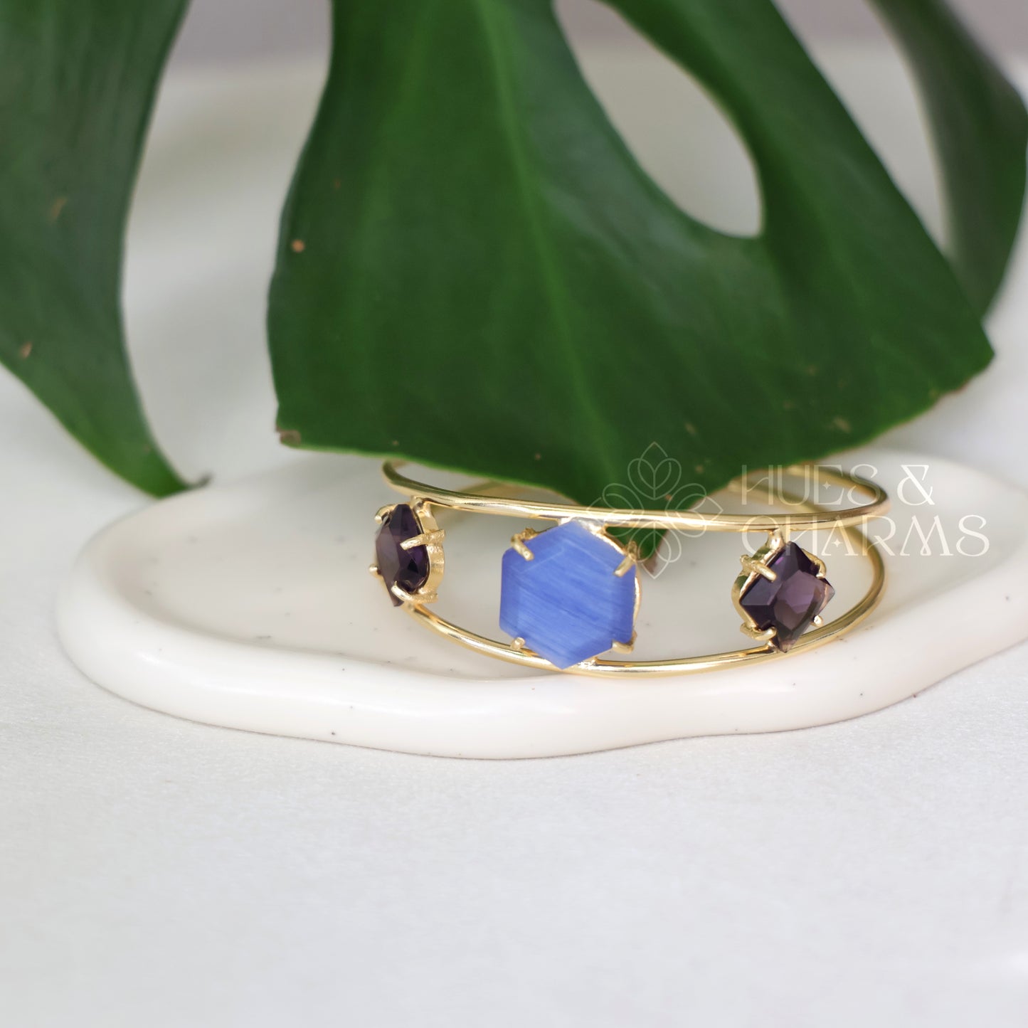 GOLDEN 2 LAYER AZURA GLOSSY ADJUSTABLE BANGLE (COLOURS AVAILABLE)