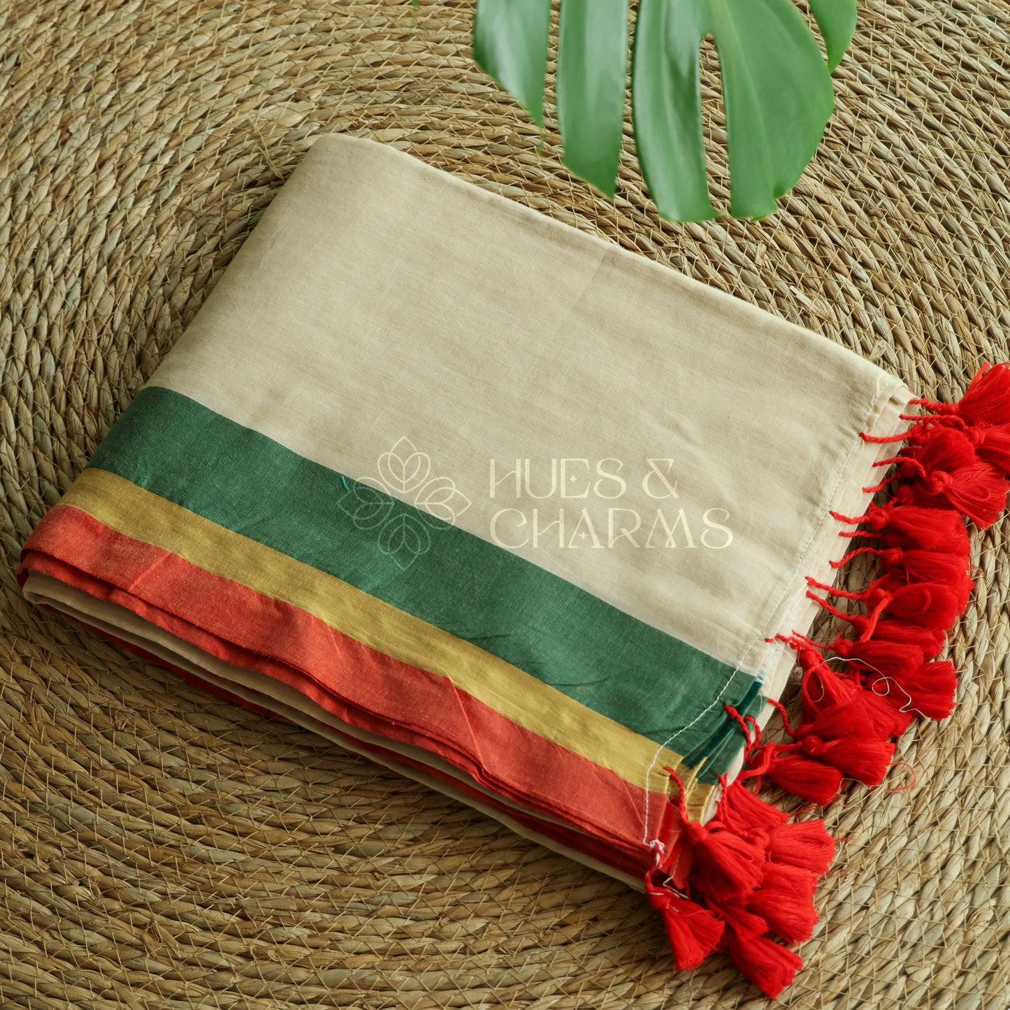 PURE MUL COTTON SAREE - CHETHI (MUD WHITE)