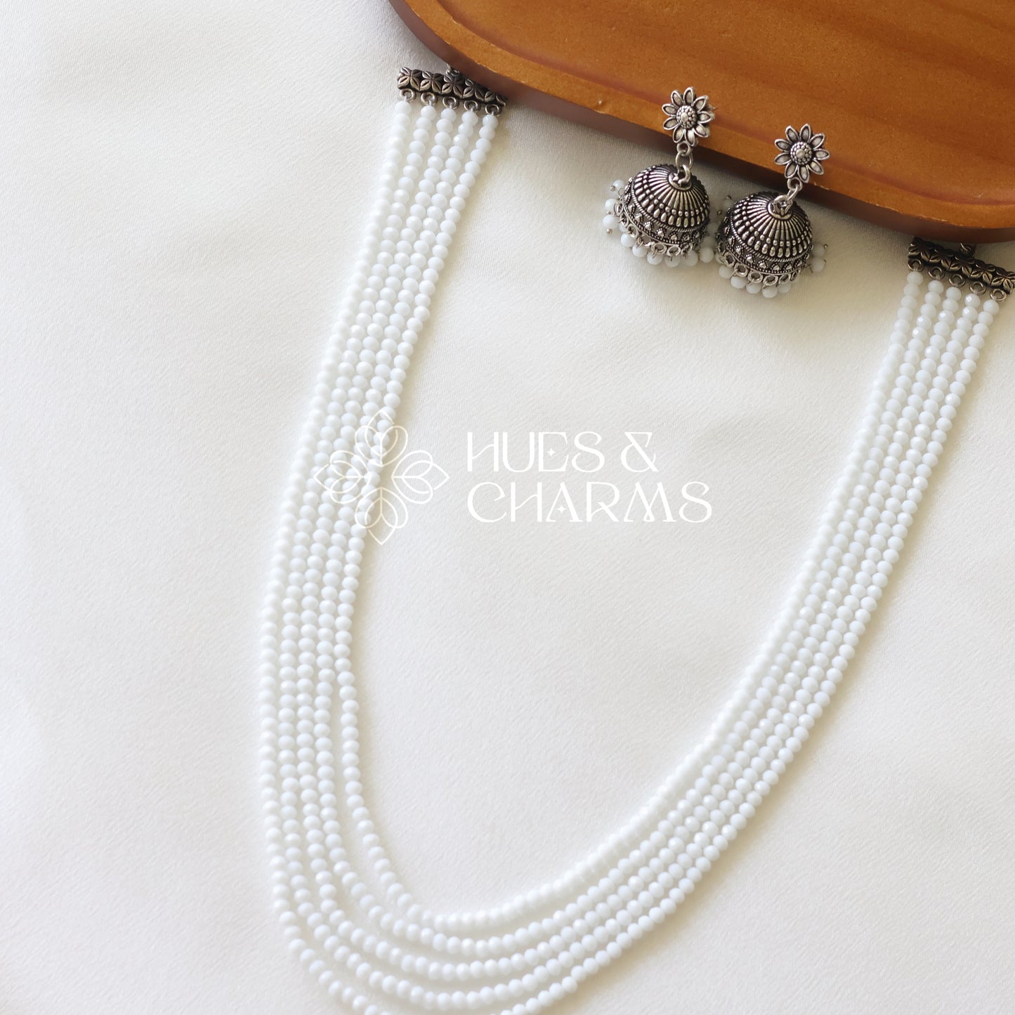 OXIDIZED LAYER NECKLACE SET - WHITE