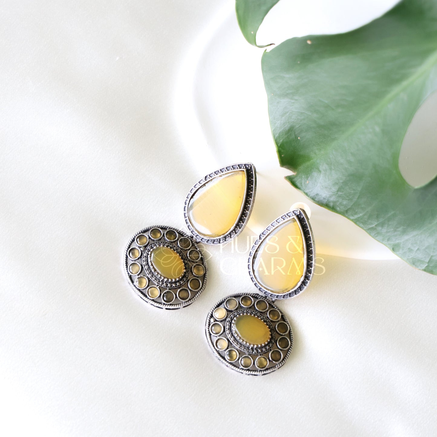 OXIDIZED STATEMENT DROP EARRINGS (Colours available )