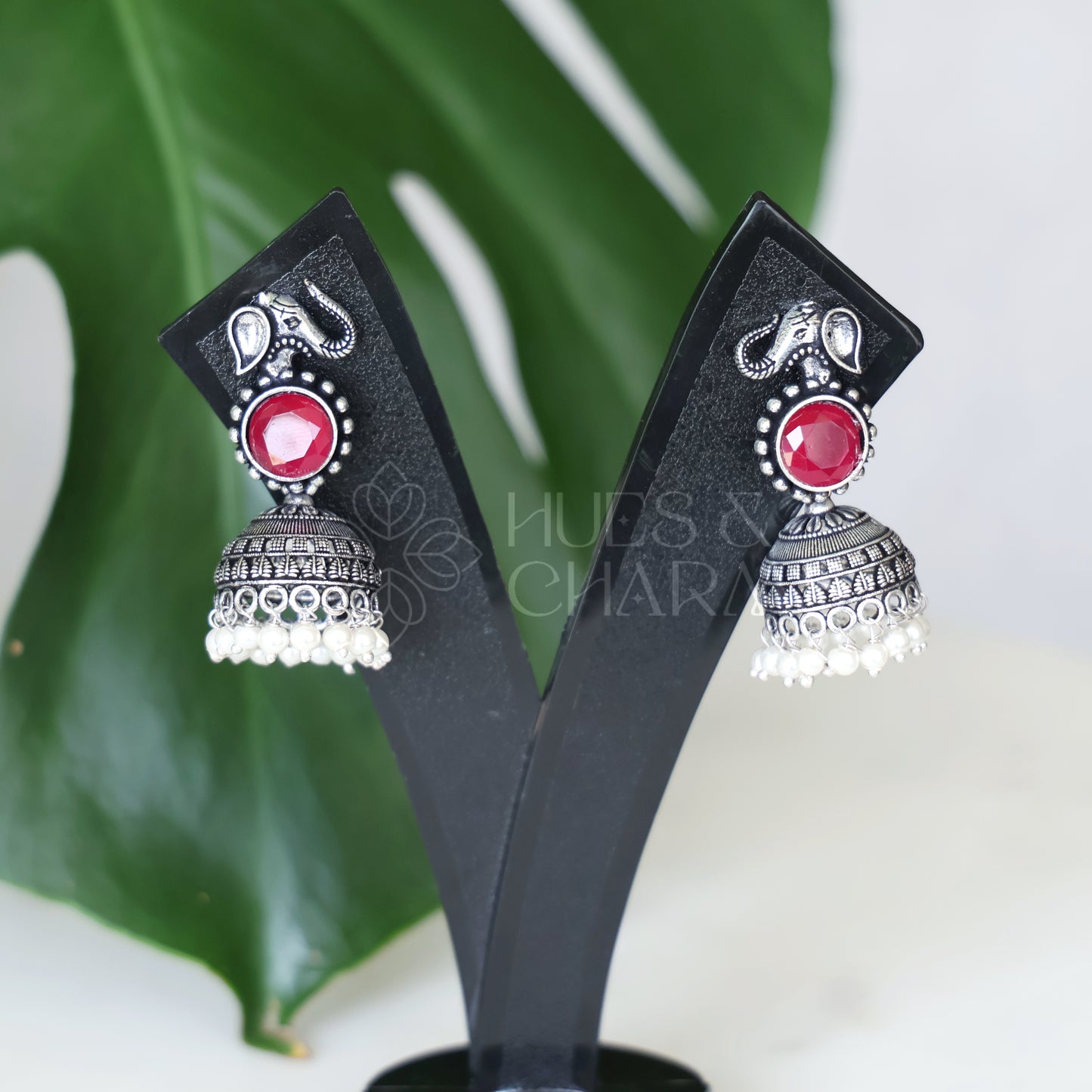 OXIDISED ELEPHANT JHUMKAS( COLOURS AVAILABLE )
