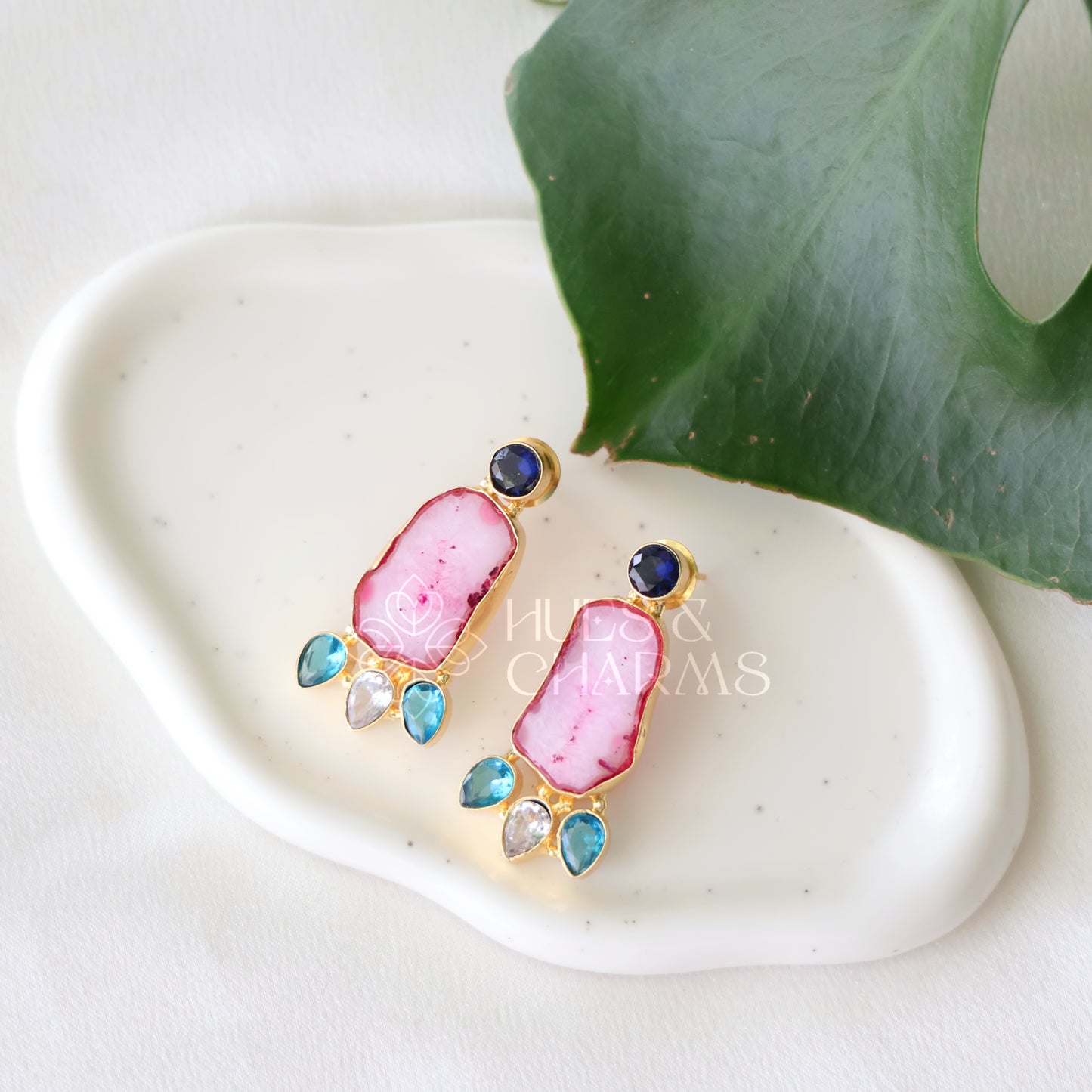GOLDEN EIRA AGATE DROP EARRINGS (COLOURS AVAILABLE)