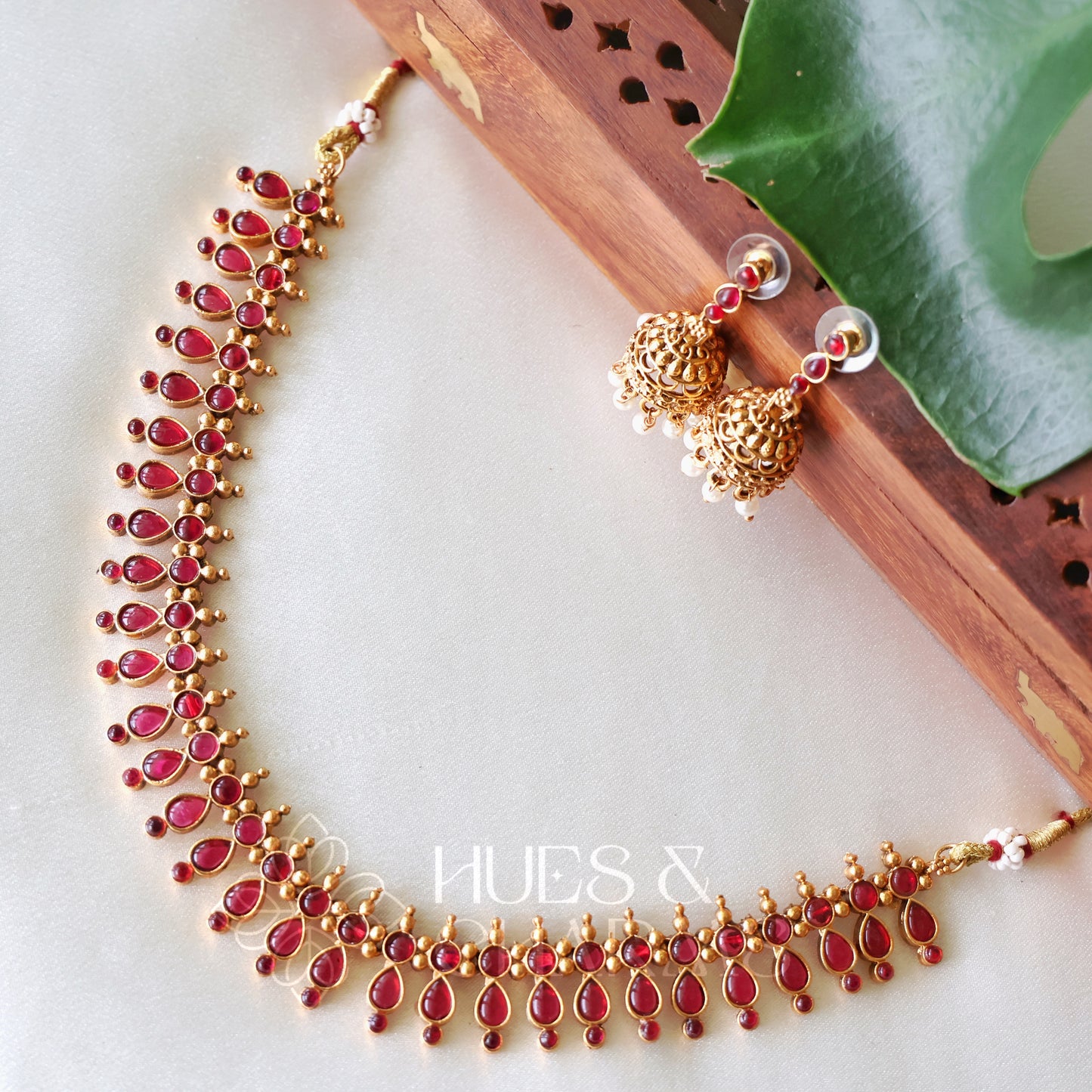 GOLDEN THULASI CHARM NECKLACE SET (COLOURS AVAILABLE)