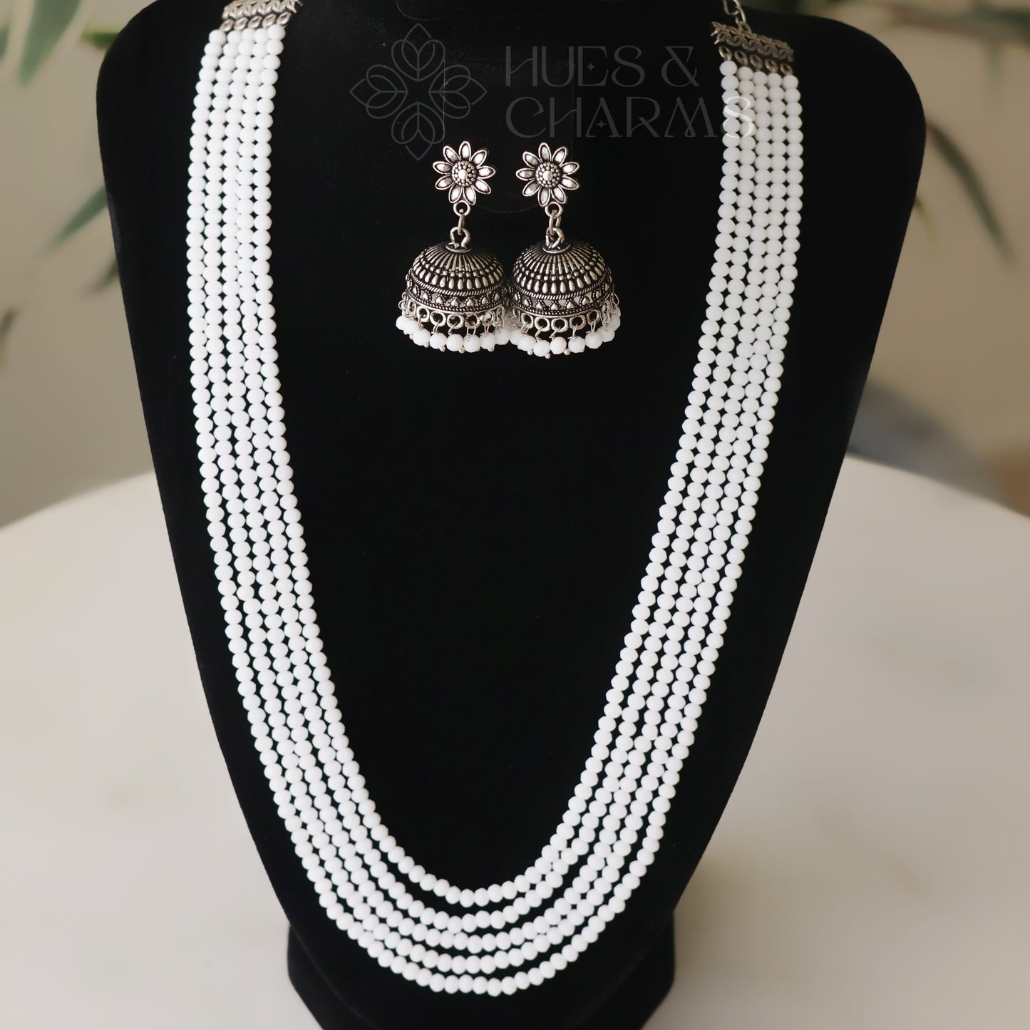 OXIDIZED LAYER NECKLACE SET - WHITE