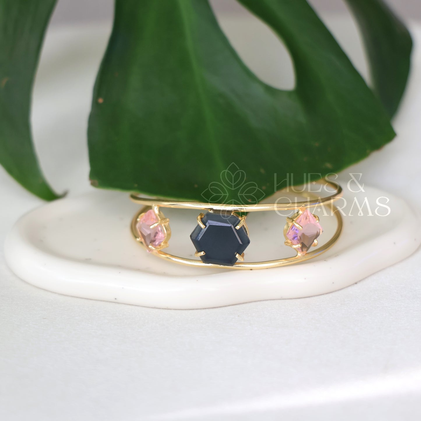 GOLDEN 2 LAYER AZURA GLOSSY ADJUSTABLE BANGLE (COLOURS AVAILABLE)
