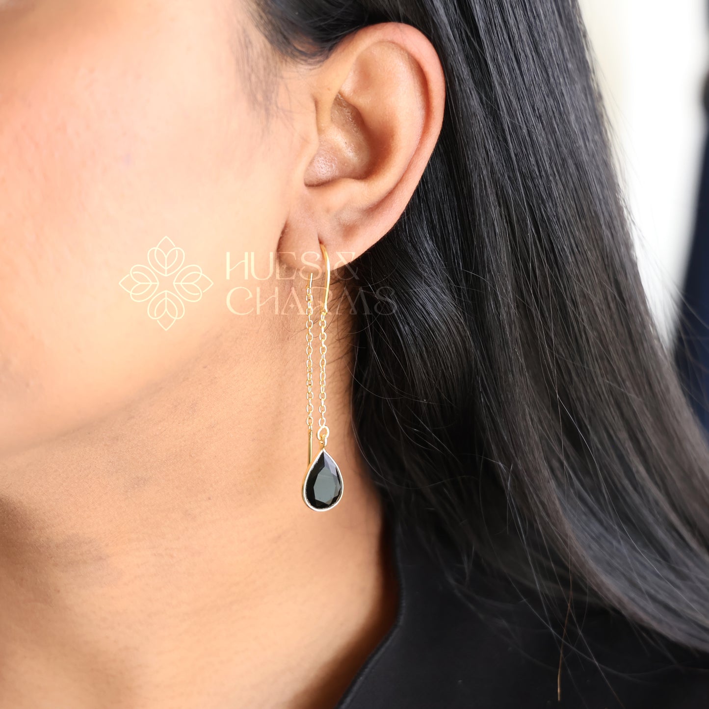GOLDEN NEEDLE AND THREAD GLOSSY DROP EARRINGS (COLOURS AVAILABLE)