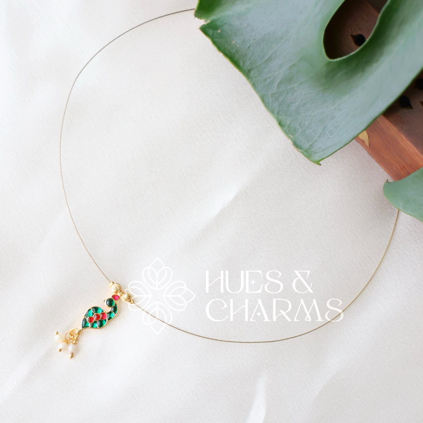 GOLDEN PEACOCK CHARM FLOATING NECKPIECE (COLOURS AVAILABLE)