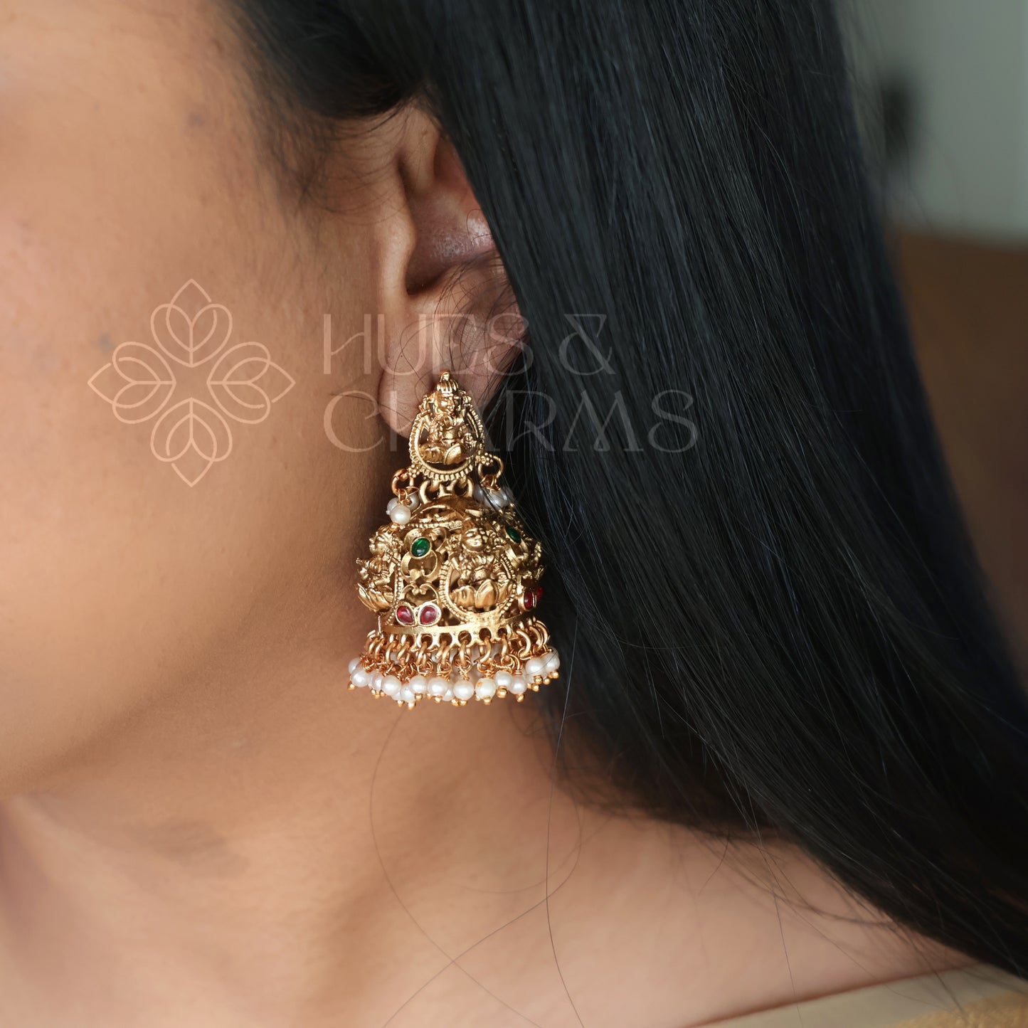 SUVARNA DEVI STATEMENT JHUMKA WITH PEARLS