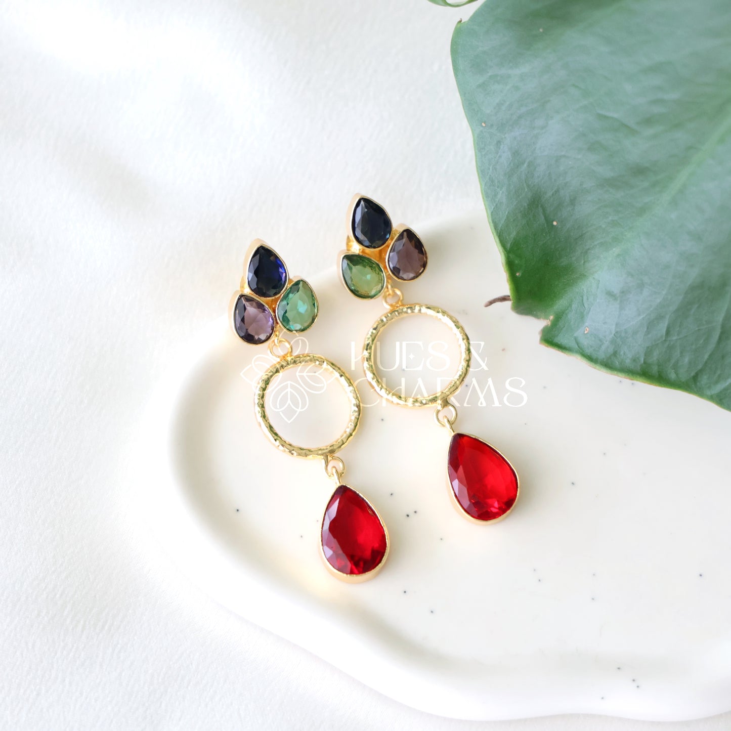 GOLDEN GLOSSY STARLIT DROPS EARRING (COLOURS AVAILABLE)