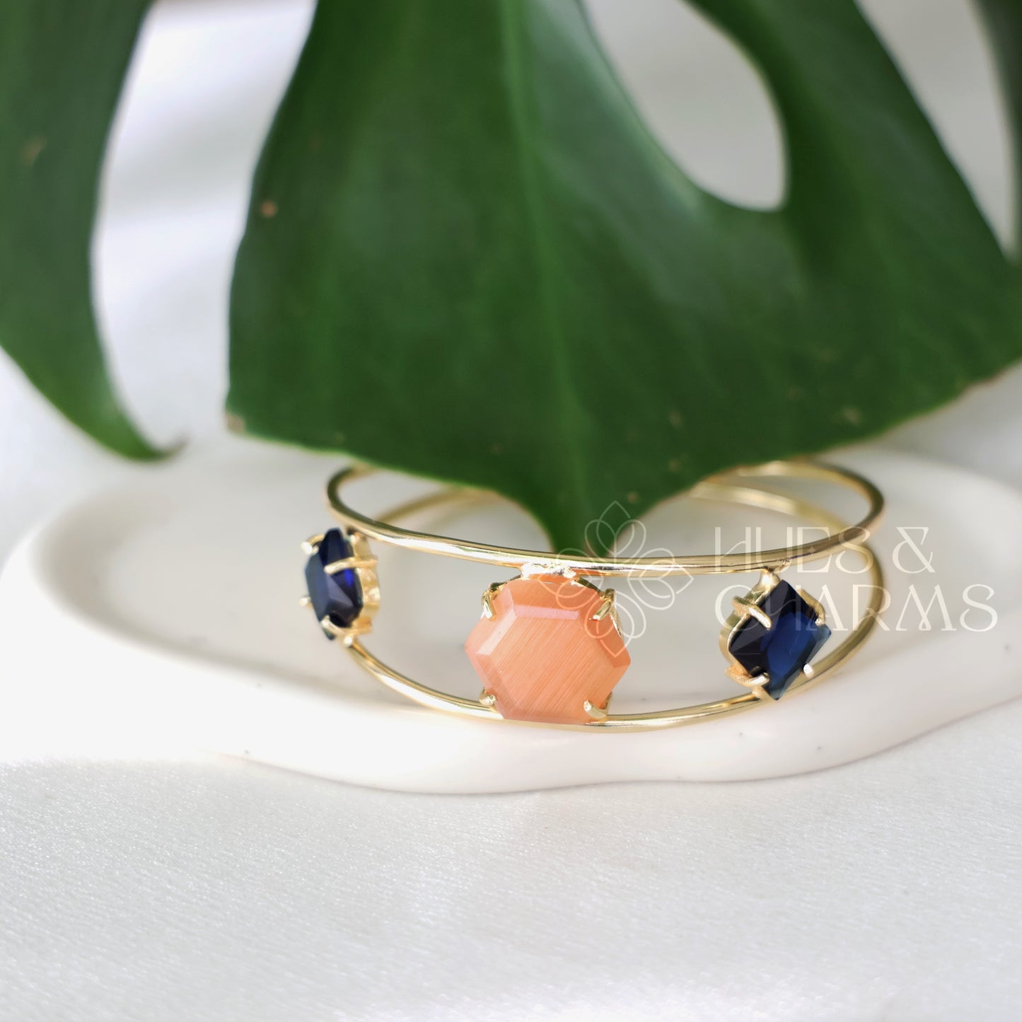 GOLDEN 2 LAYER AZURA GLOSSY ADJUSTABLE BANGLE (COLOURS AVAILABLE)